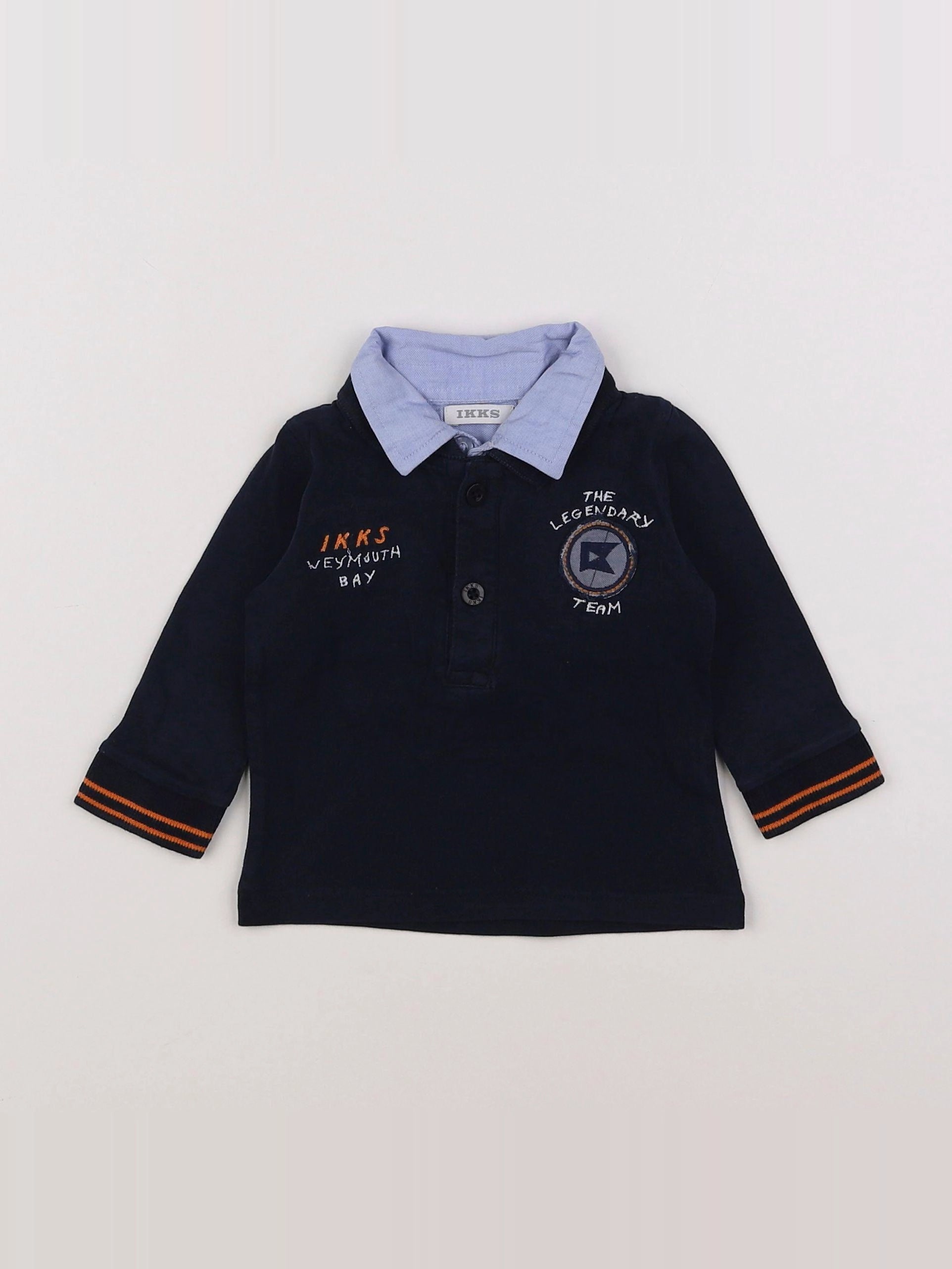 IKKS - polo imprimé au dos bleu - 3 mois