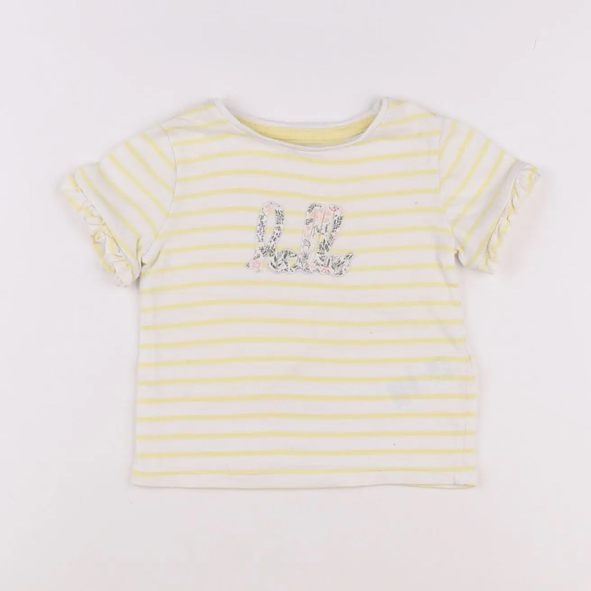 Vertbaudet - tee-shirt jaune, blanc - 2 ans