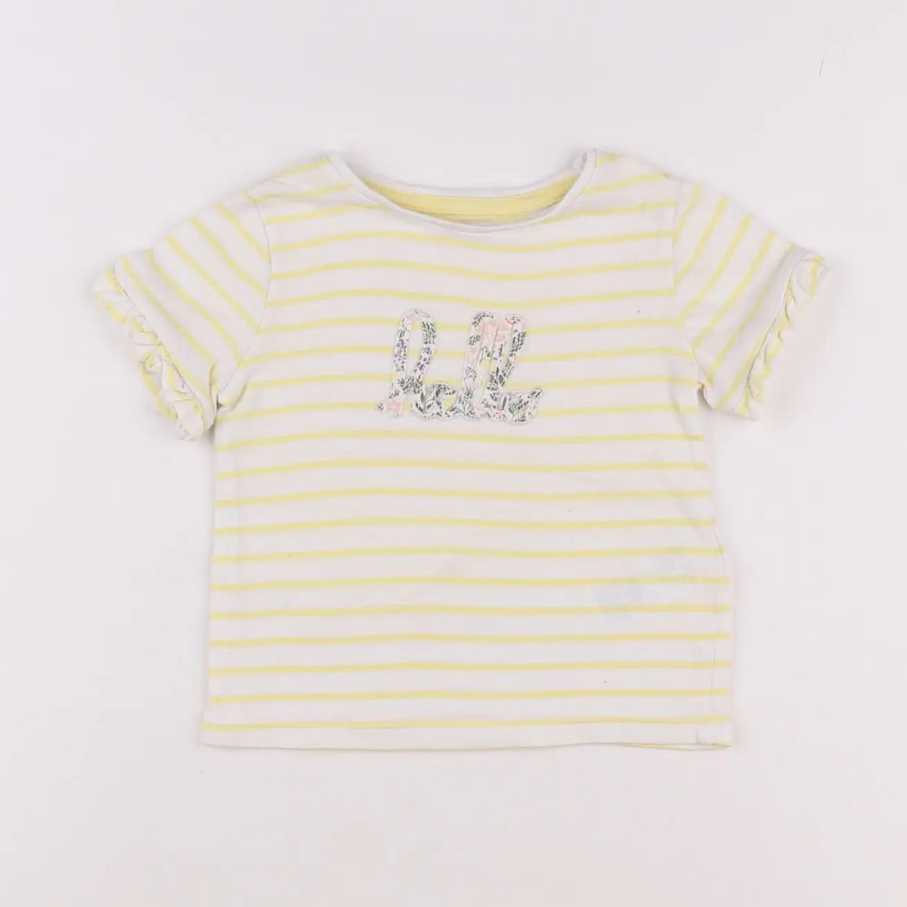 Vertbaudet - tee-shirt jaune, blanc - 2 ans