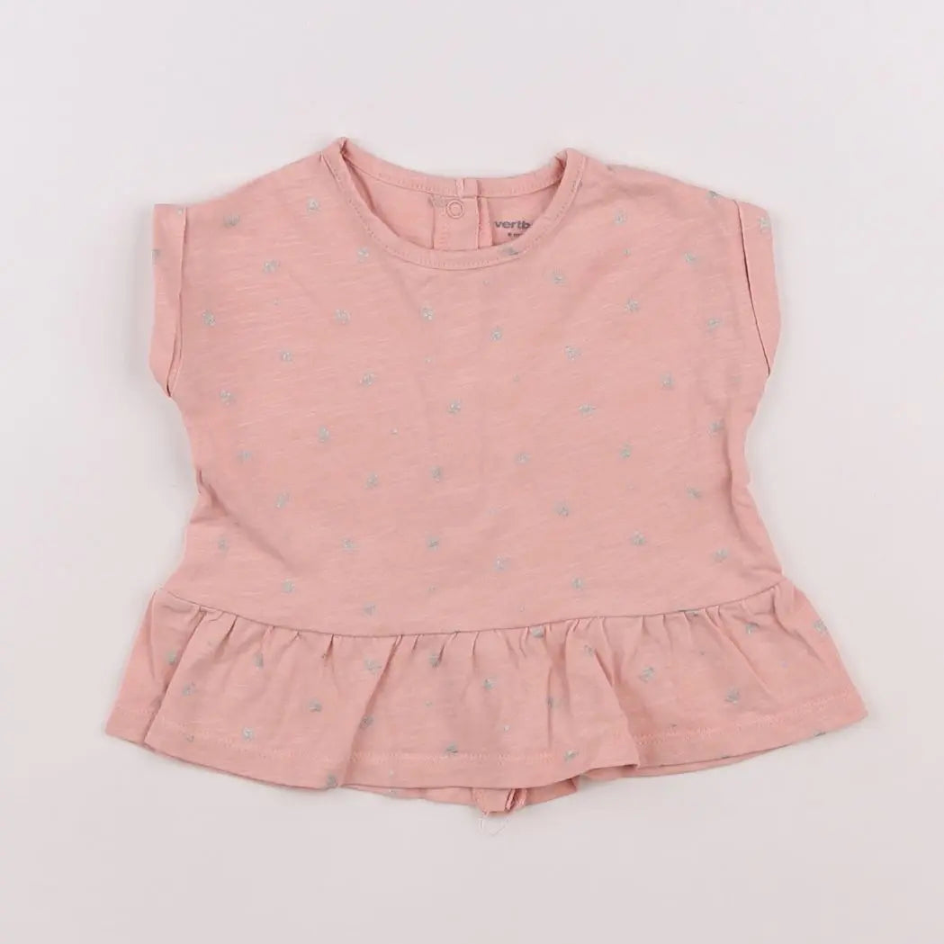 Vertbaudet - tee-shirt rose - 6 mois