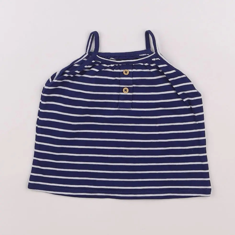 Vertbaudet - débardeur bleu, blanc - 6 mois