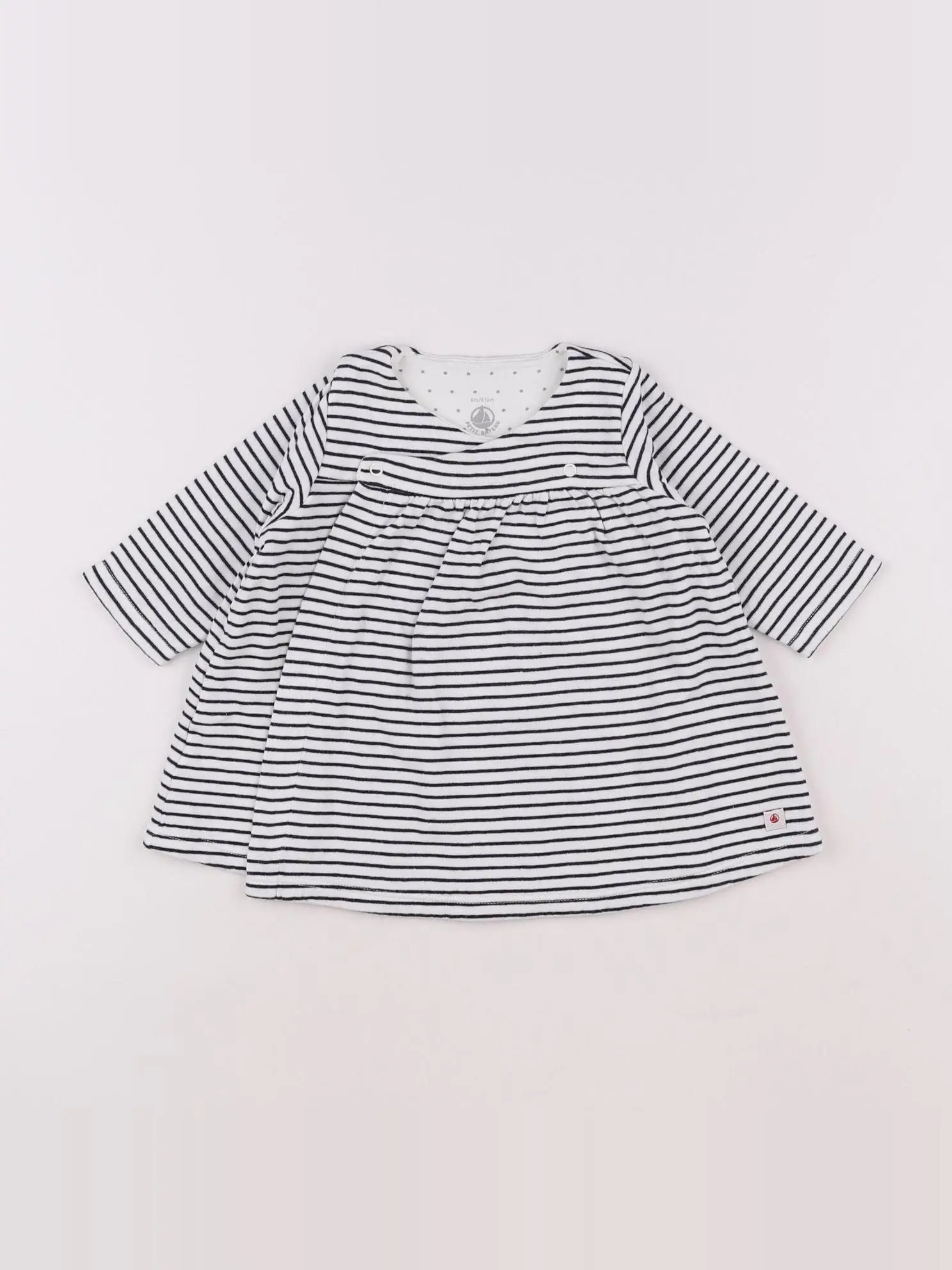 Petit Bateau - robe blanc, bleu - 6 mois
