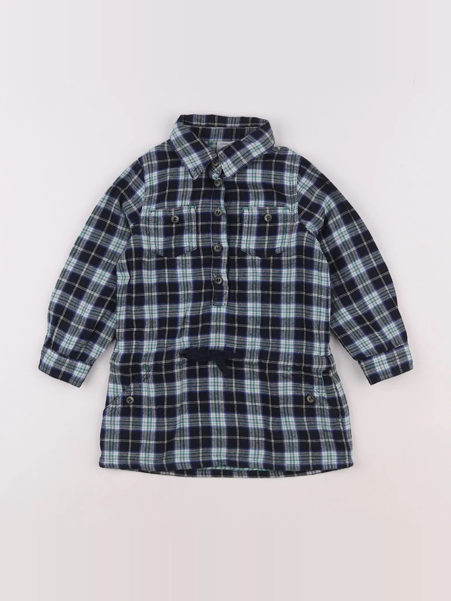 Petit Bateau - robe bleu, vert - 2 ans