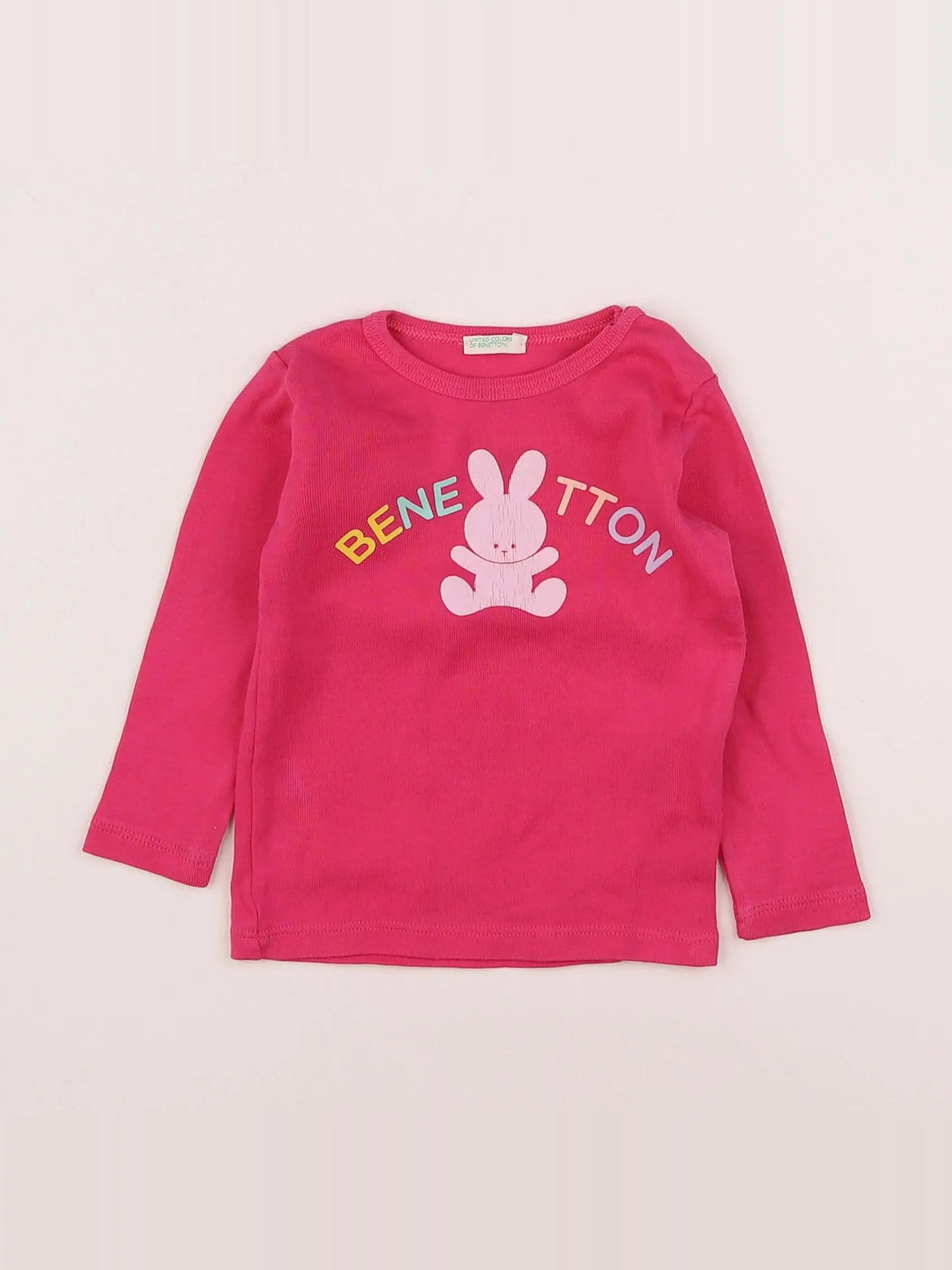 Benetton - tee-shirt rose - 6/9 mois