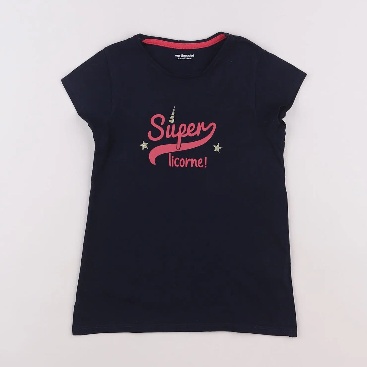 Vertbaudet - tee-shirt bleu - 8 ans