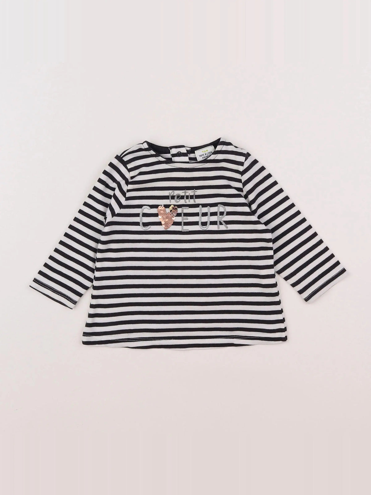 Tape à l'oeil - tee-shirt blanc, noir - 6 mois