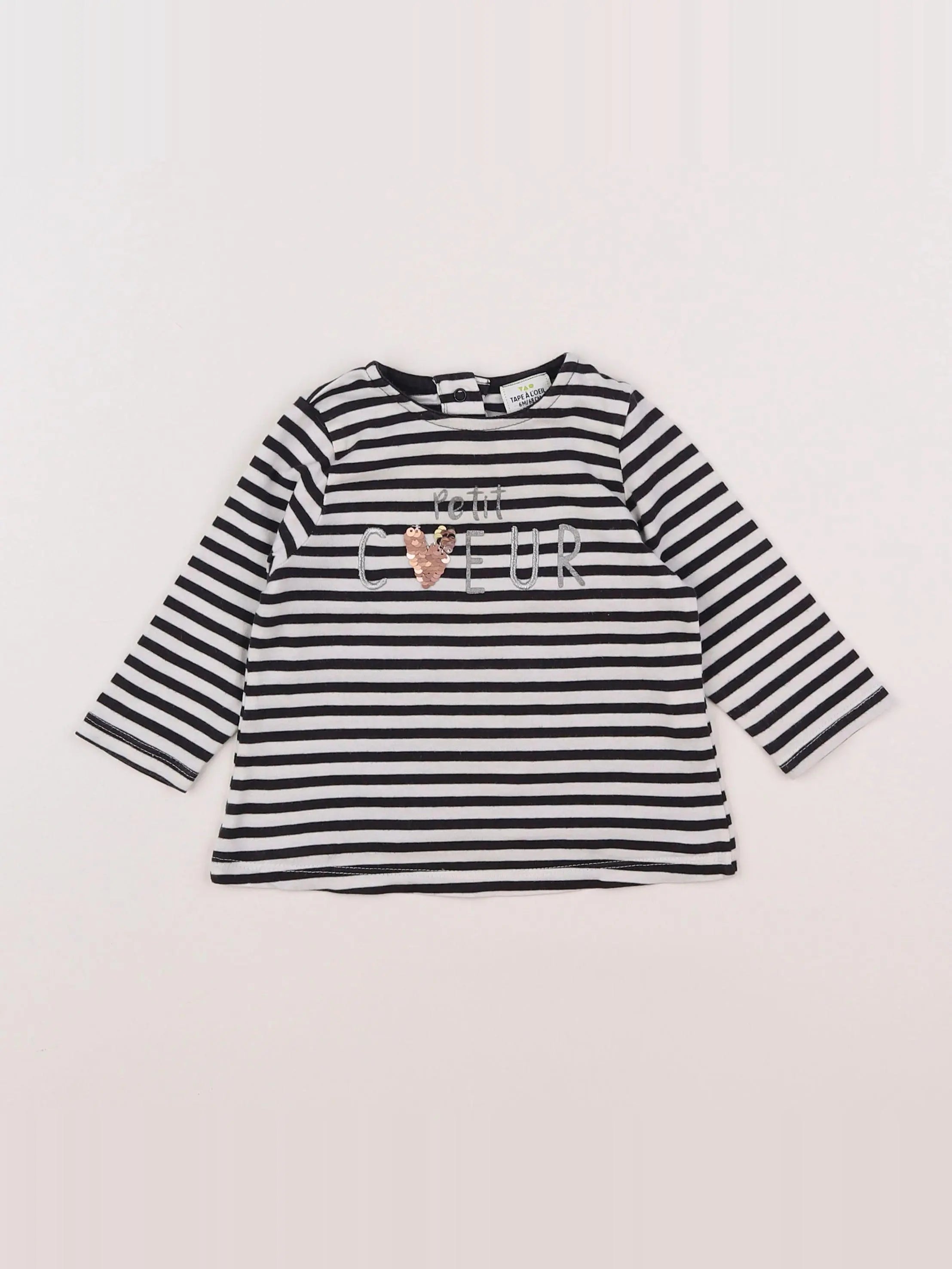 Tape à l'oeil - tee-shirt blanc, noir - 6 mois