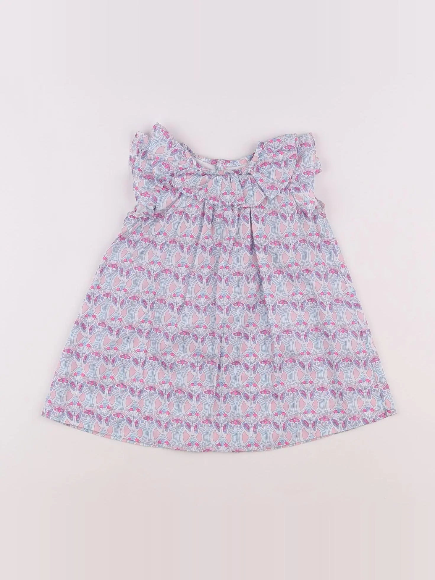 Jacadi - robe rose, bleu - 12 mois