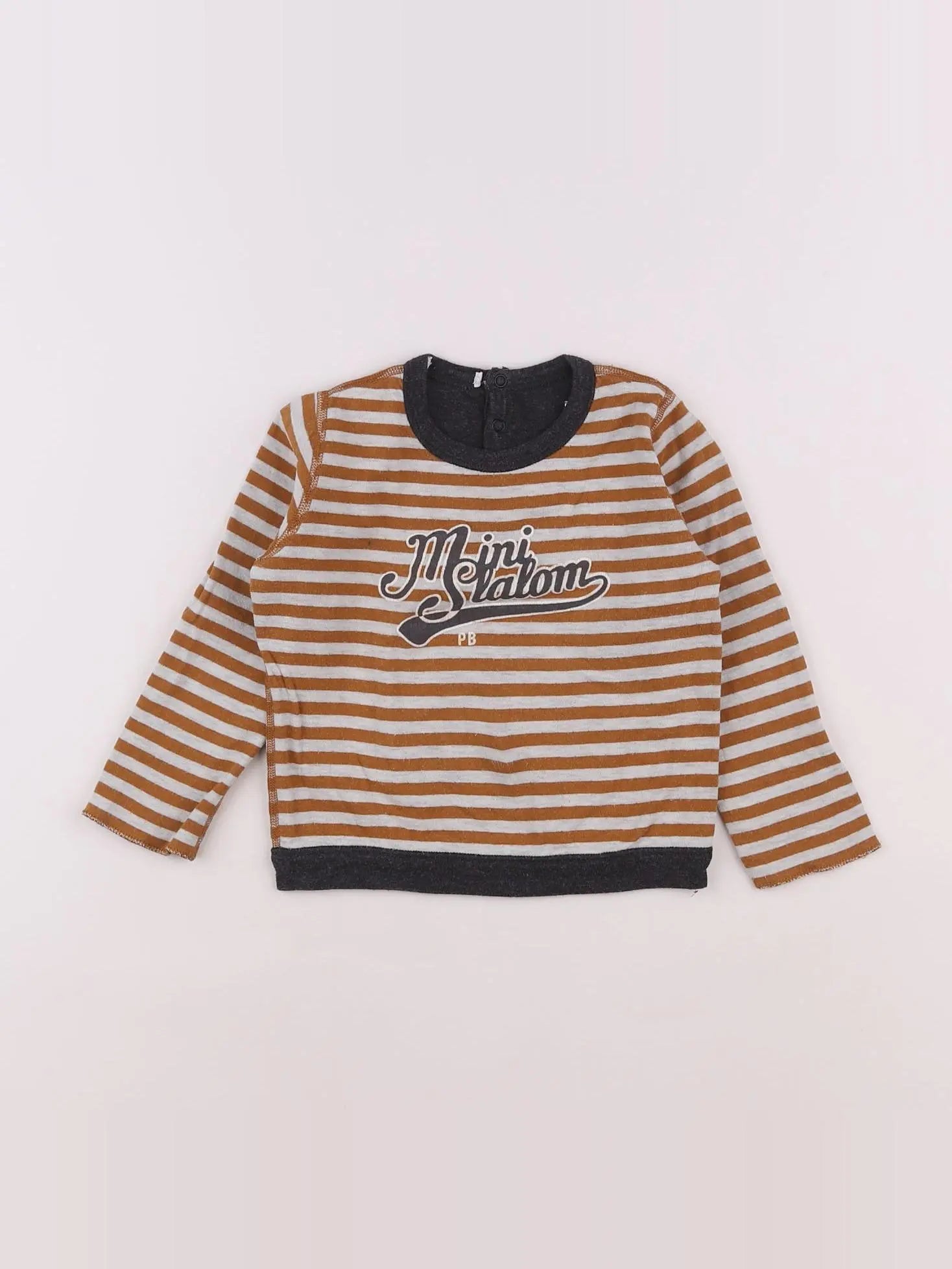 Petit Bateau - tee-shirt marron, gris - 12 mois