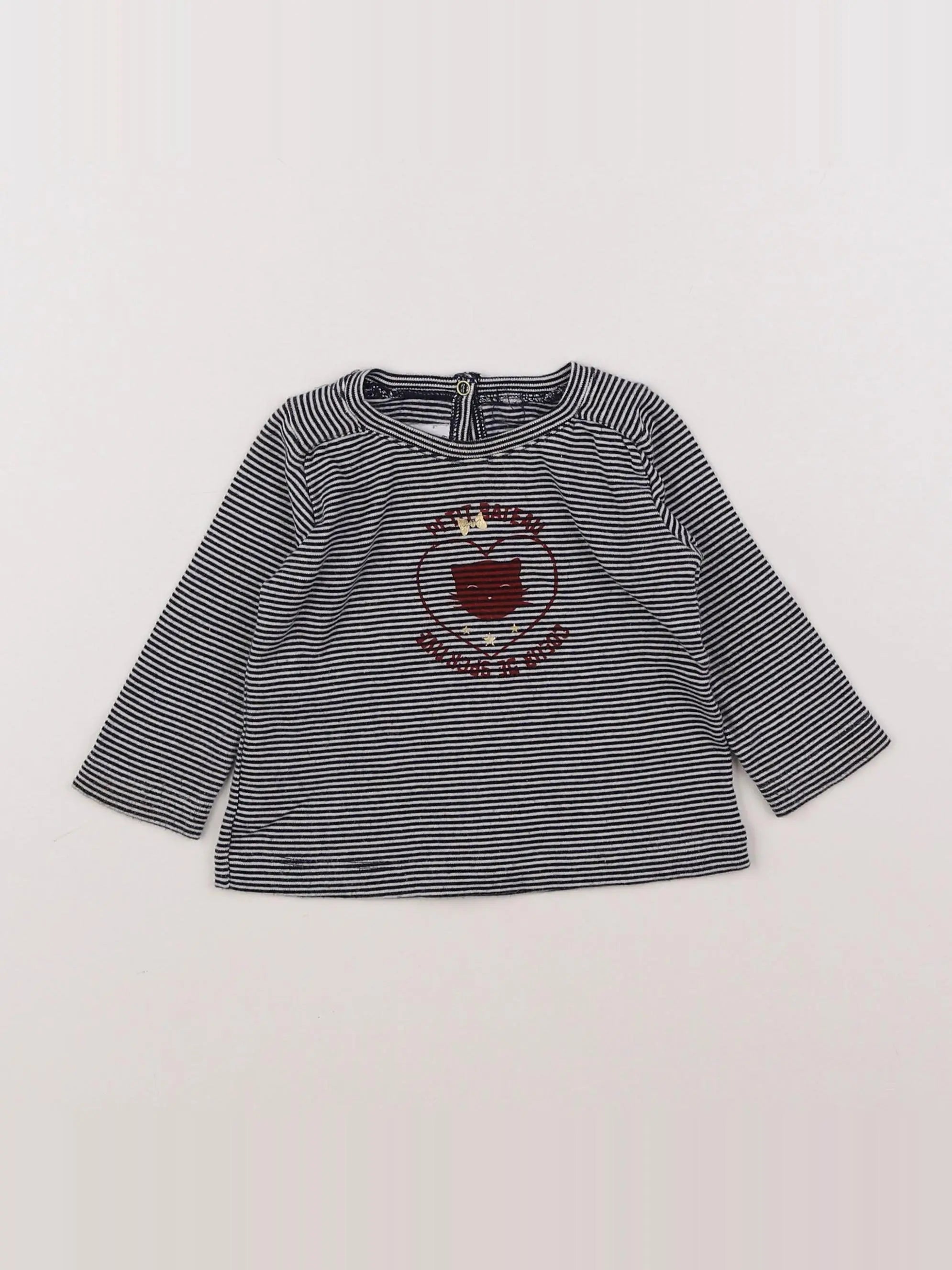 Petit Bateau - tee-shirt bleu - 6 mois
