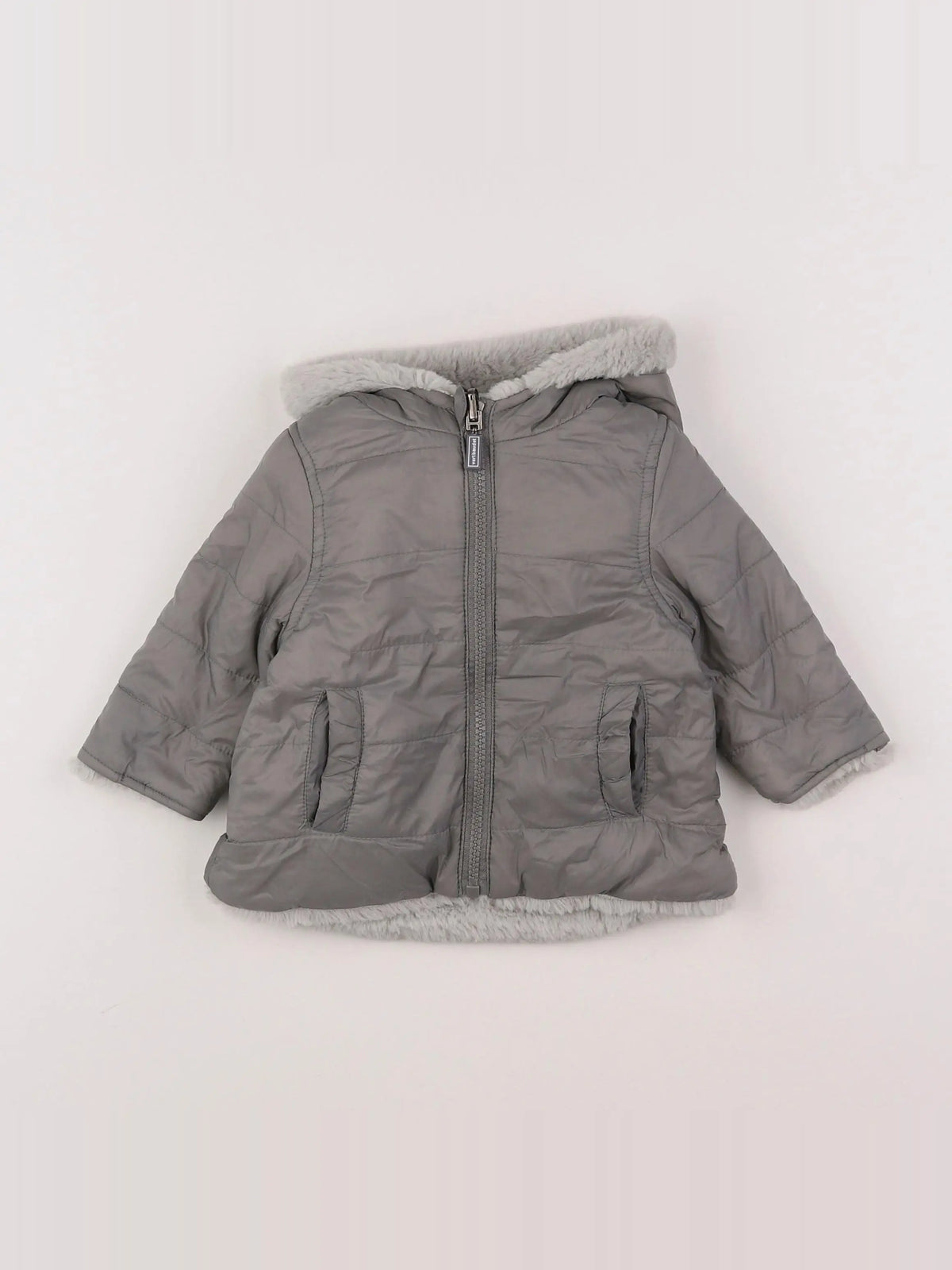 Vertbaudet - veste réversible, doublé gris - 6 mois