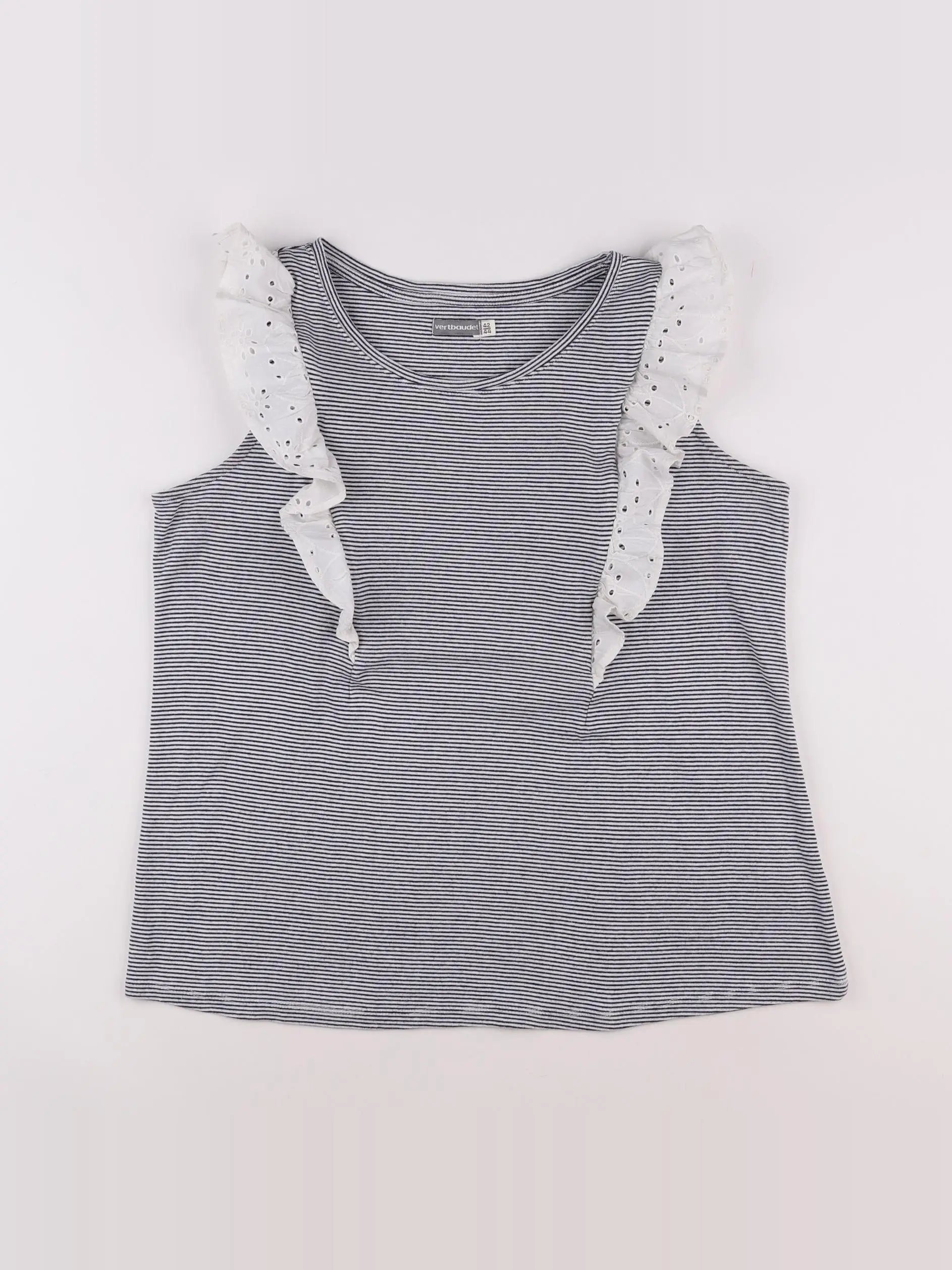Vertbaudet - débardeur bleu, blanc - 42 à 44