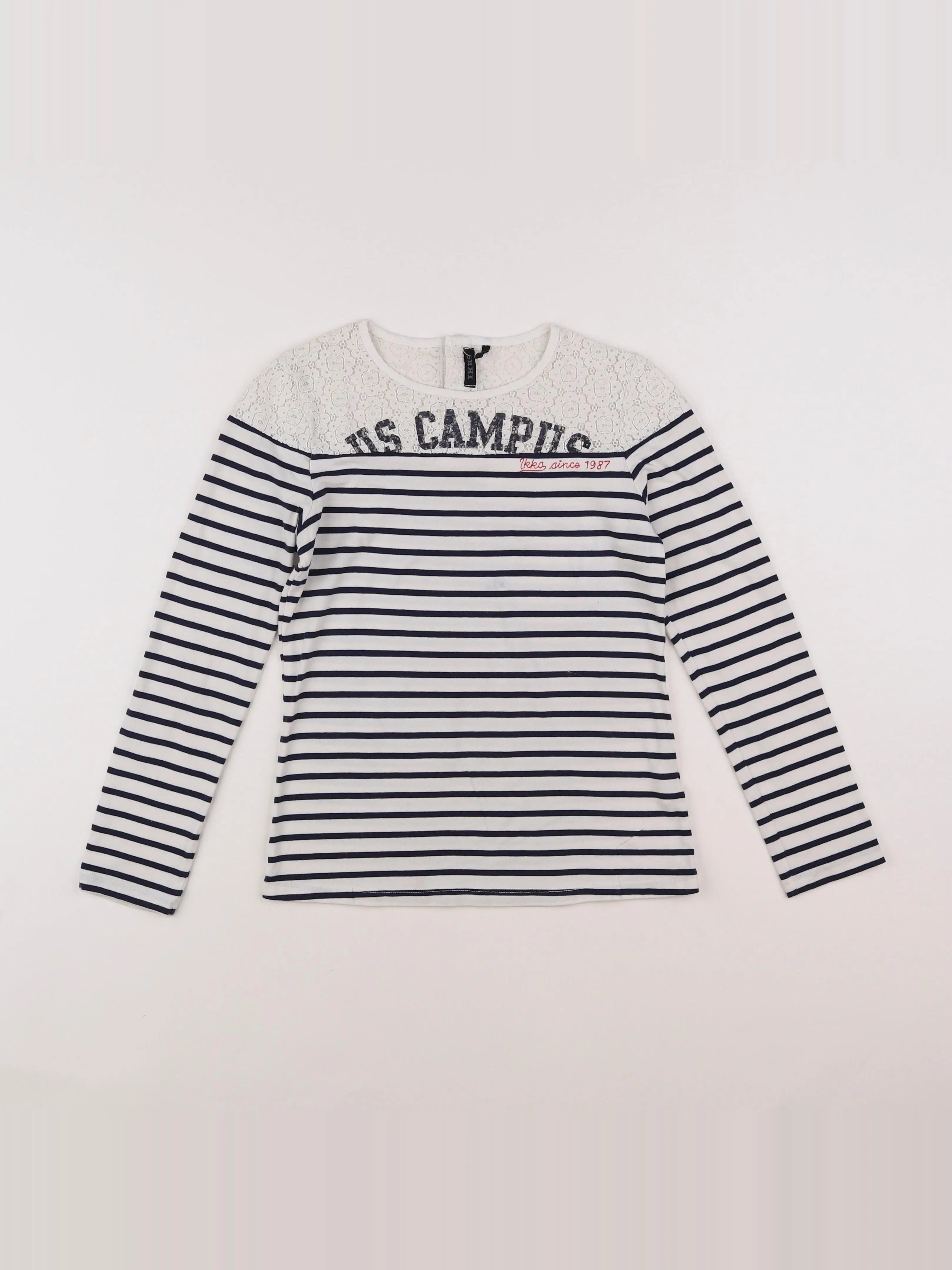 IKKS - tee-shirt blanc, bleu - 10 ans