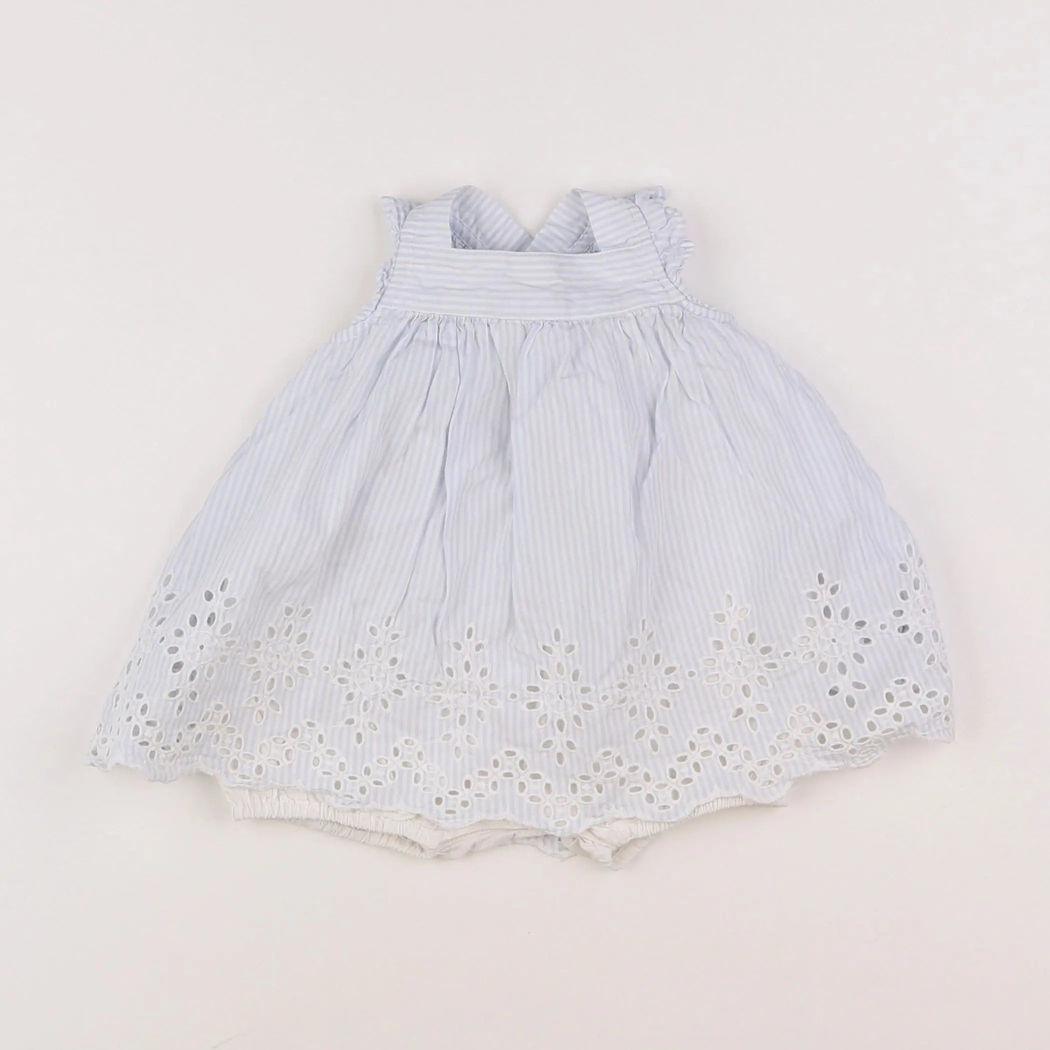 Vertbaudet - robe bleu, blanc - 6 mois