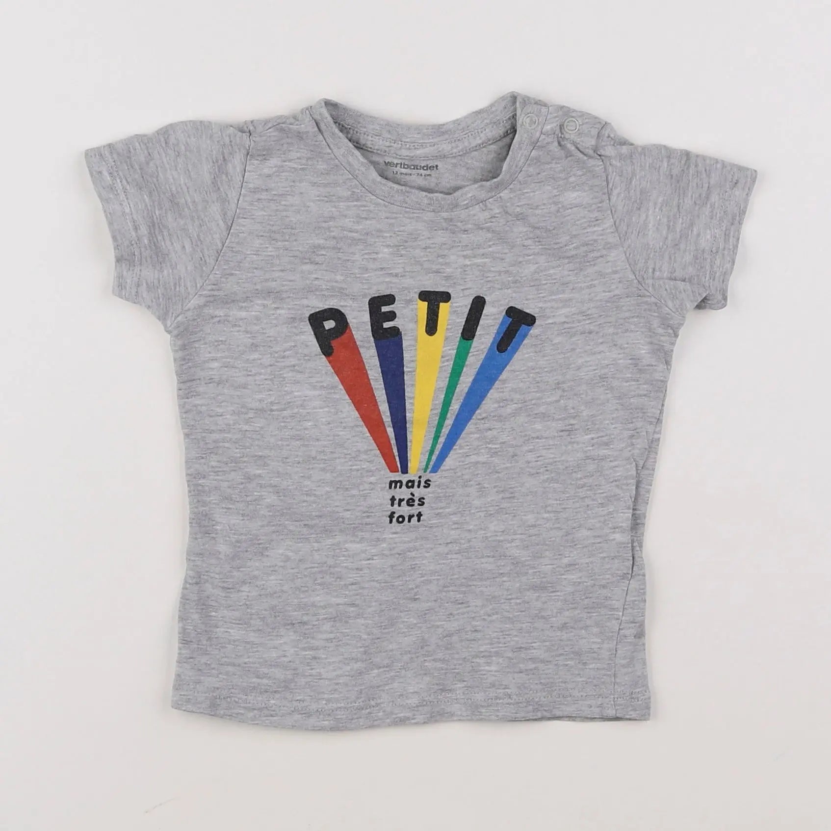 Vertbaudet - tee-shirt gris - 12 mois