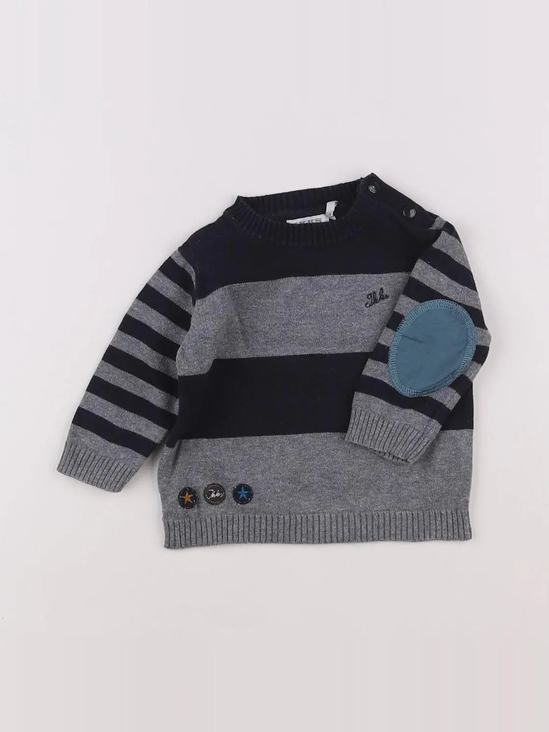 IKKS - pull bleu, gris - 6 mois