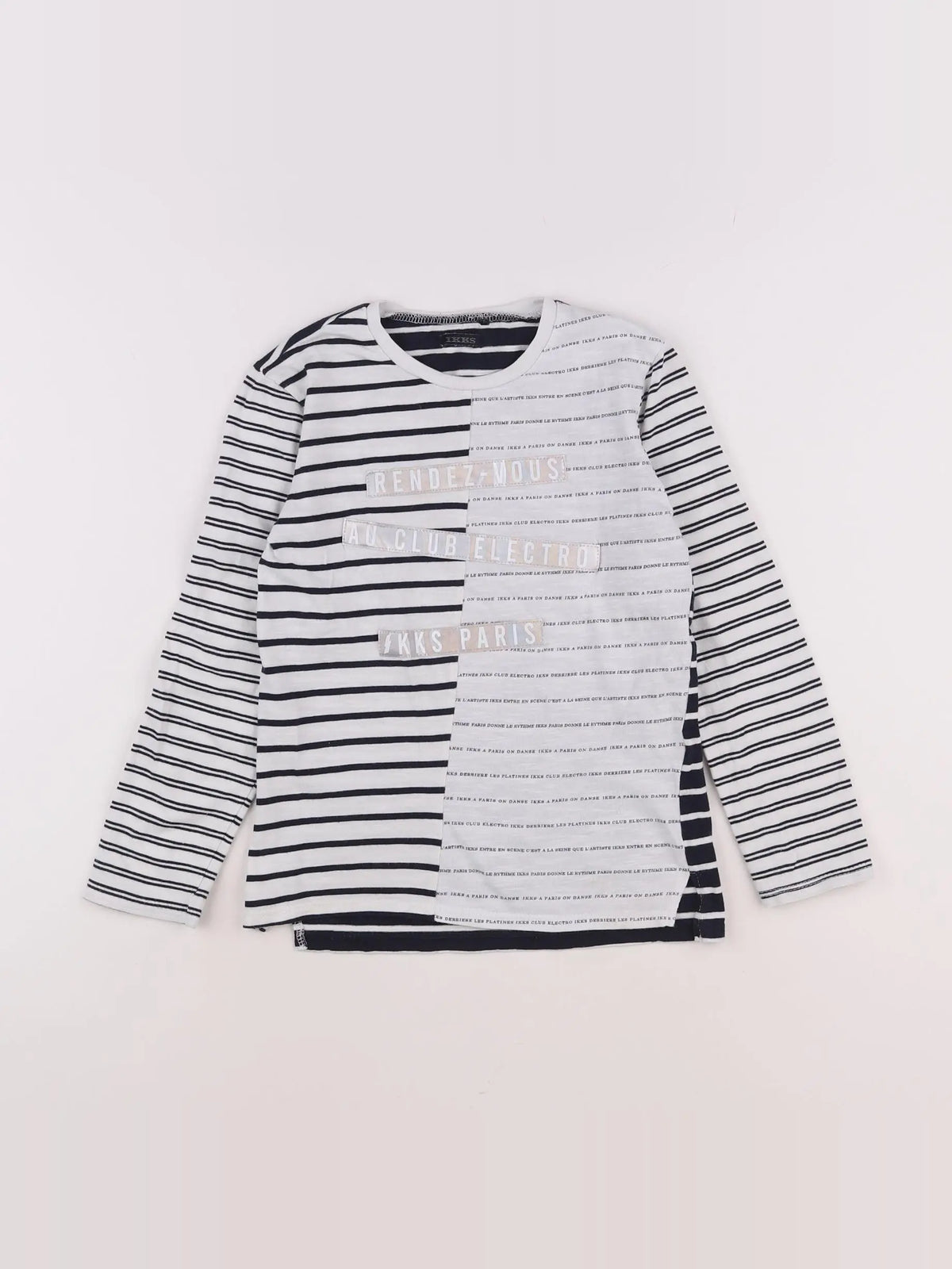 IKKS - tee-shirt blanc, bleu - 8 ans