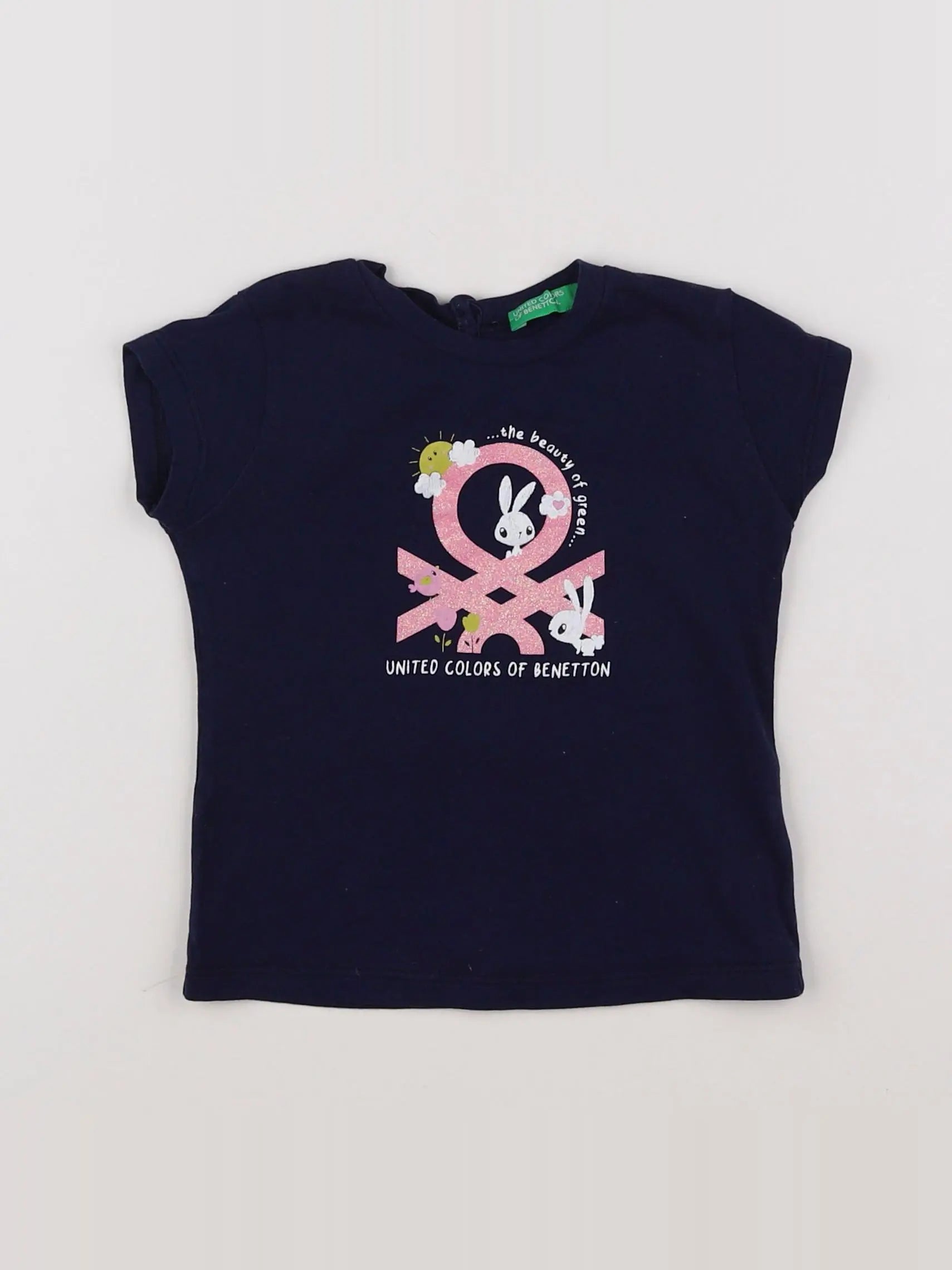 Benetton - tee-shirt bleu - 12/18 mois