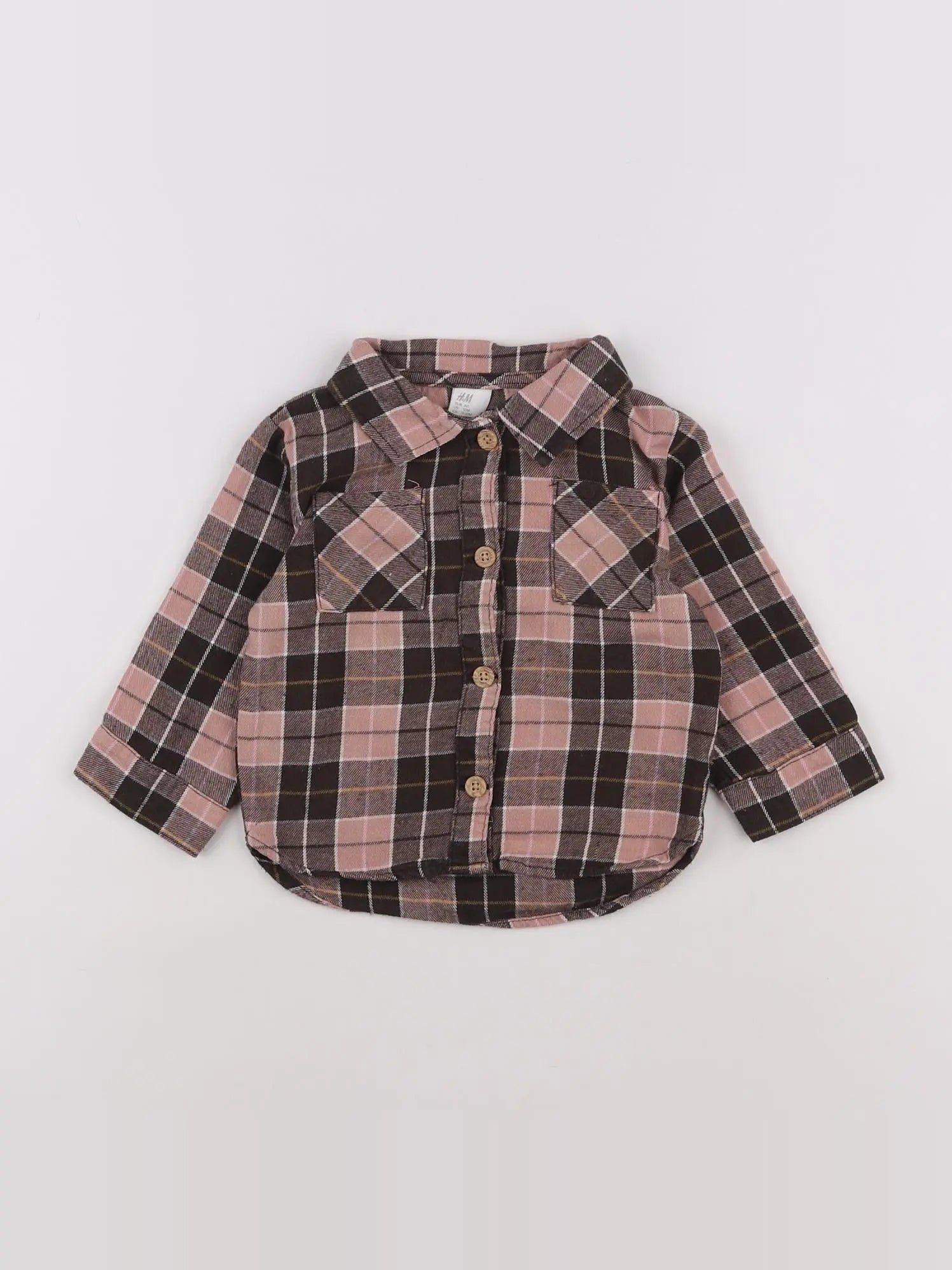 H&M - chemise marron, rose - 9/12 mois
