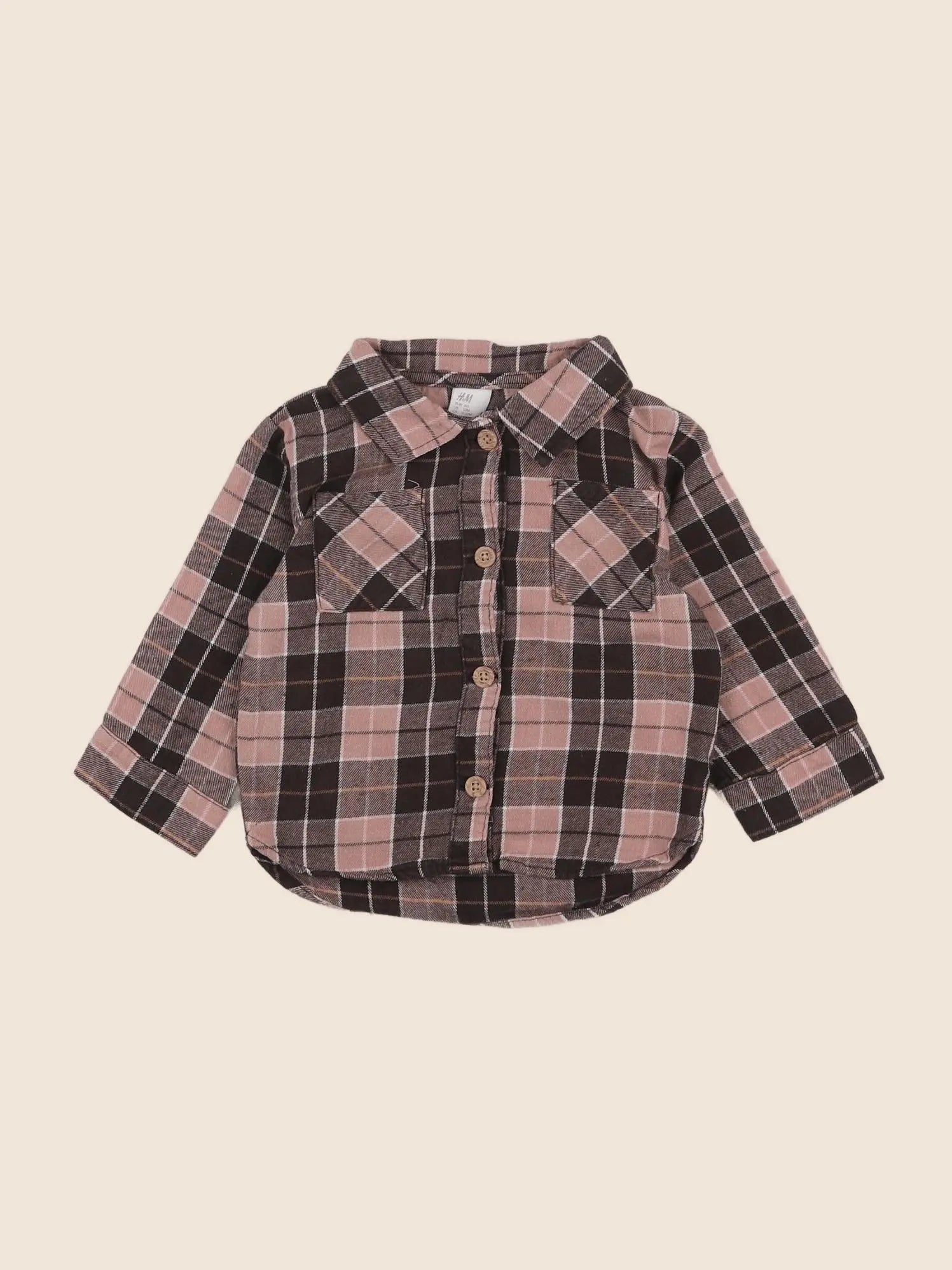 H&M - chemise marron, rose - 9/12 mois
