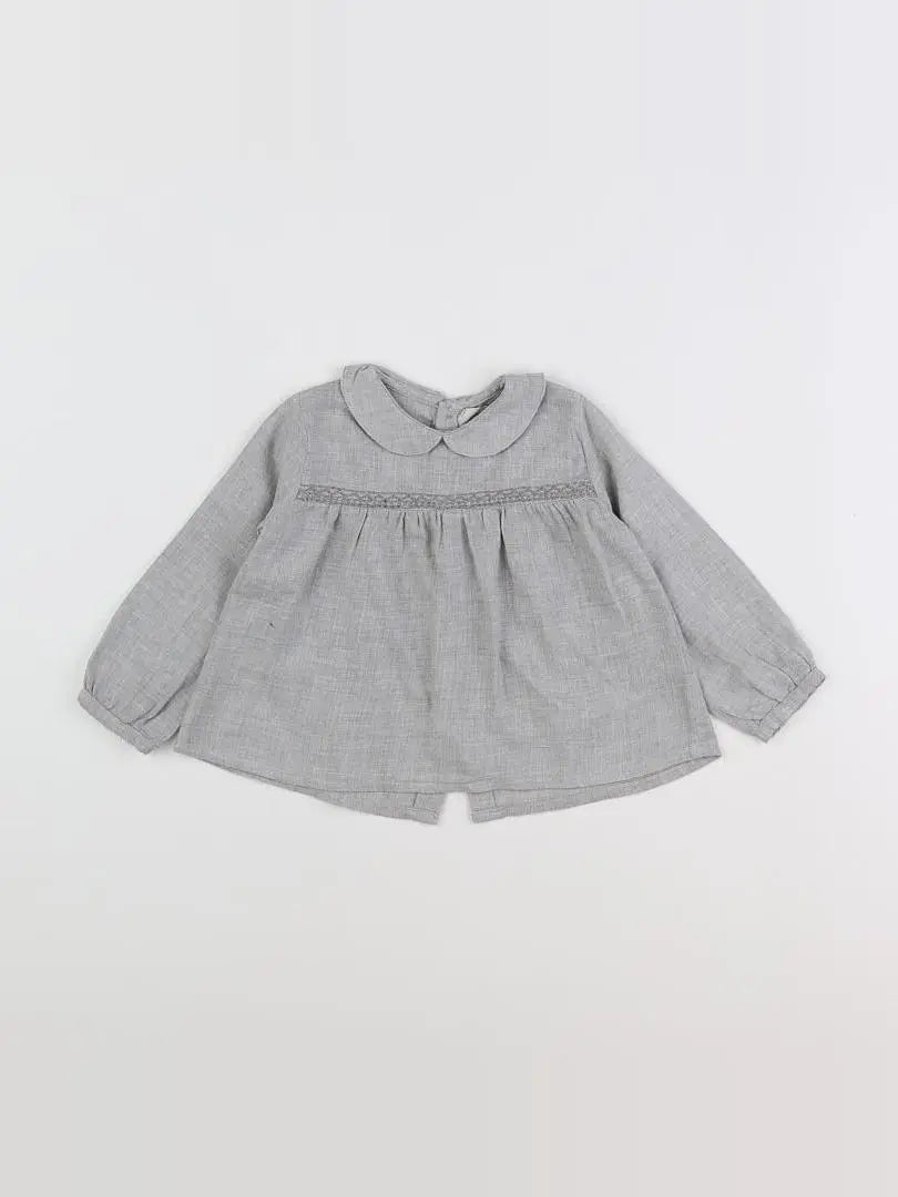 Bonnet à Pompon - blouse gris - 12 mois