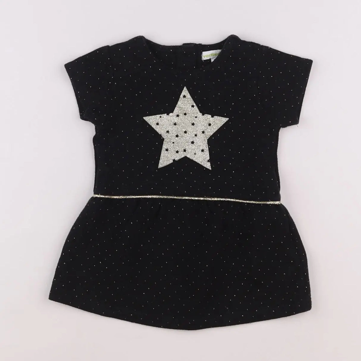 Vertbaudet - robe noir, or - 6 mois