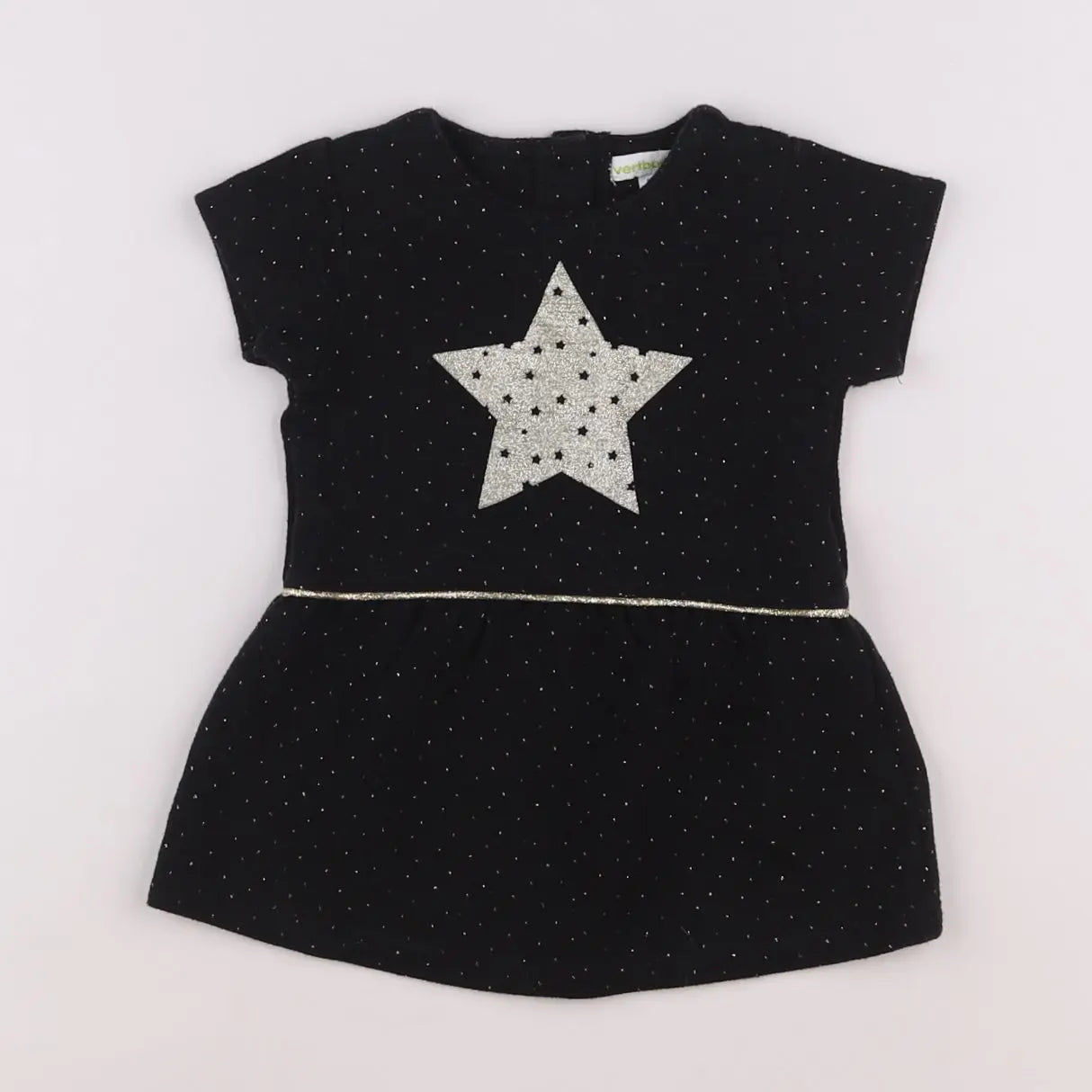 Vertbaudet - robe noir, or - 6 mois