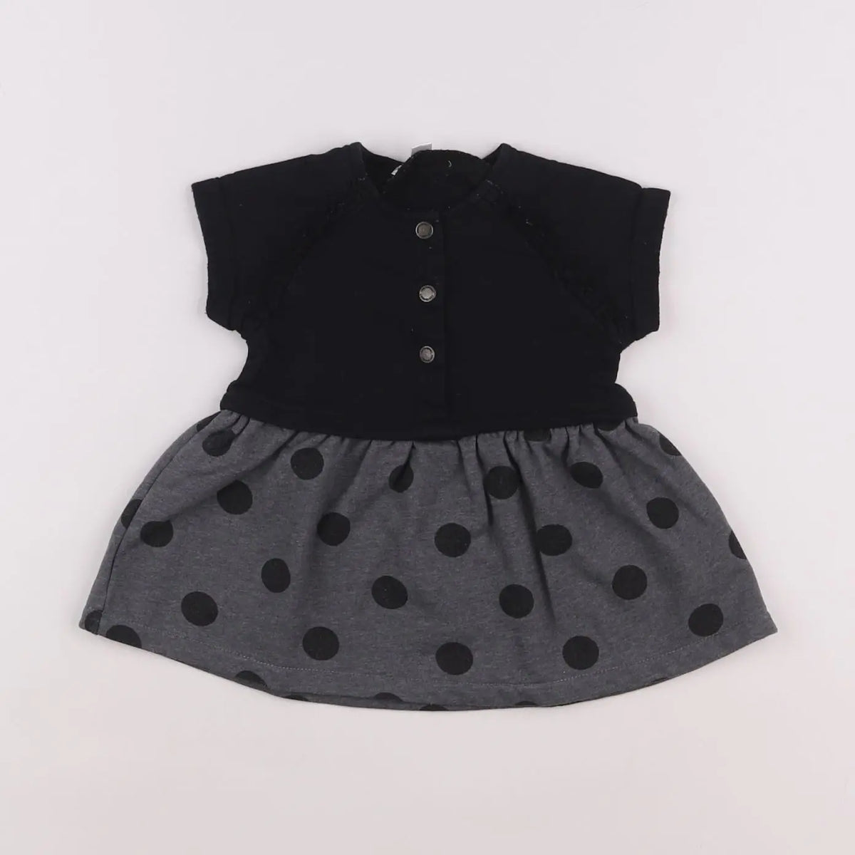 Vertbaudet - robe gris, noir - 6 mois