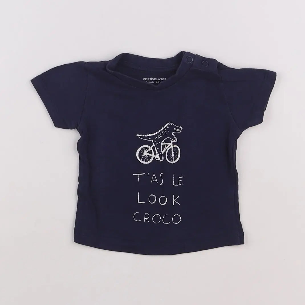 Vertbaudet - tee-shirt bleu - 3 mois