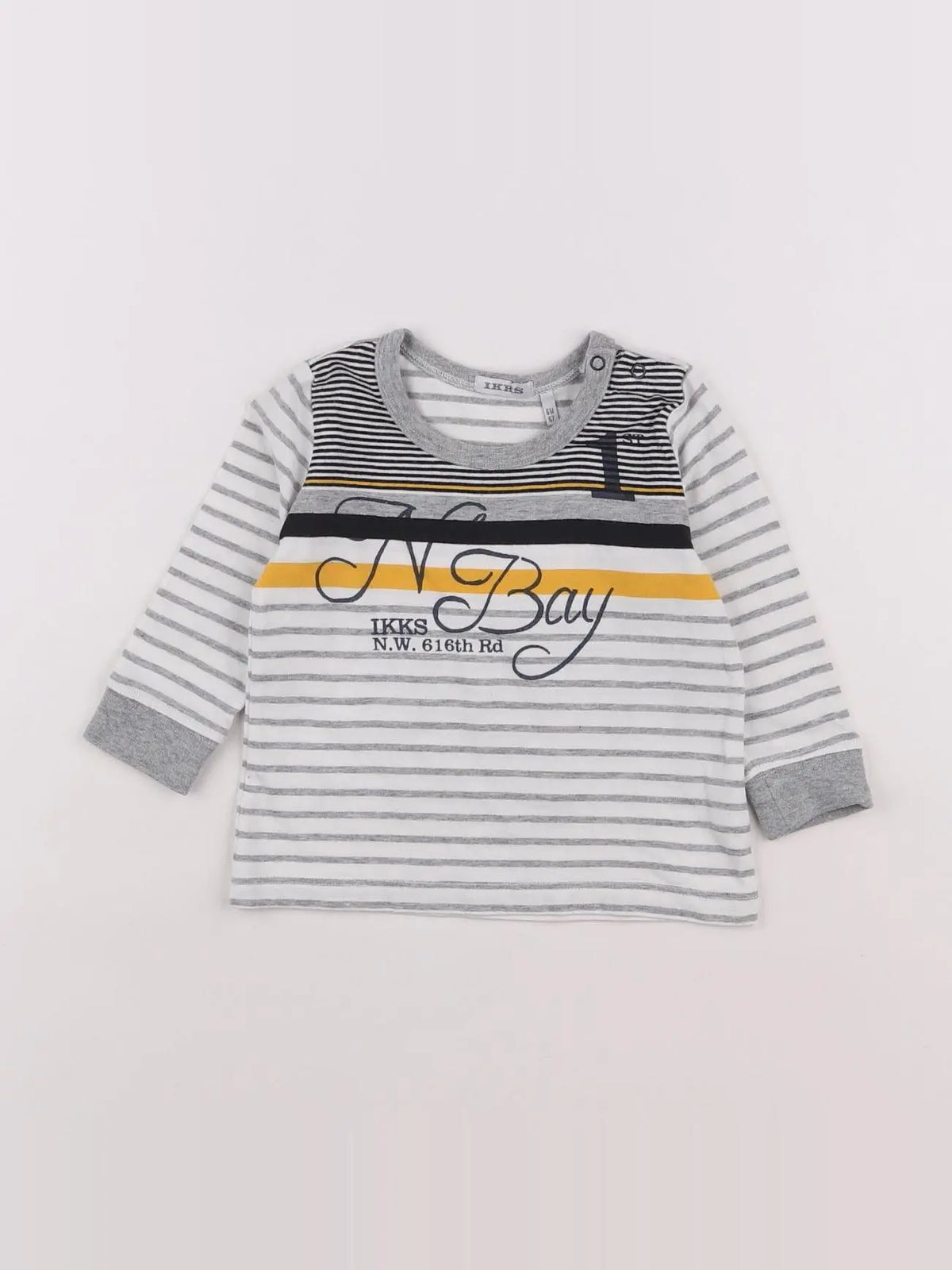 IKKS - tee-shirt blanc, gris, jaune - 6 mois