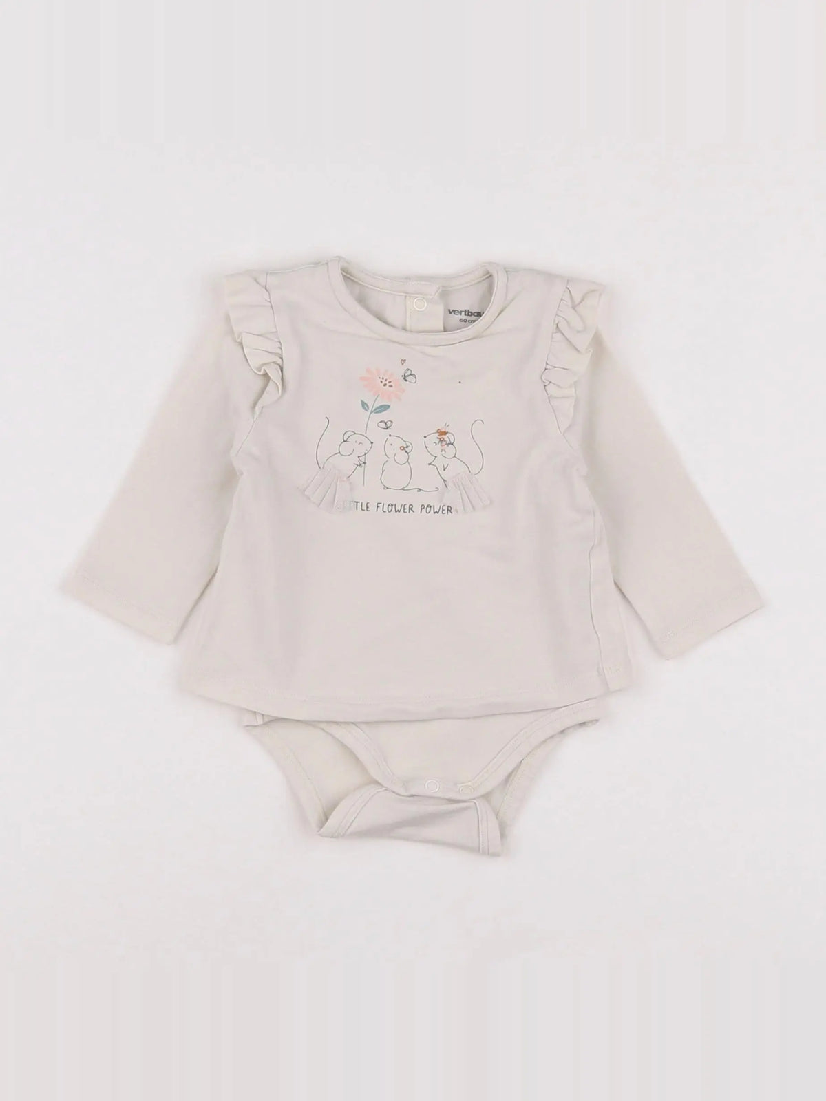 Vertbaudet - body tee-shirt beige - 3 mois