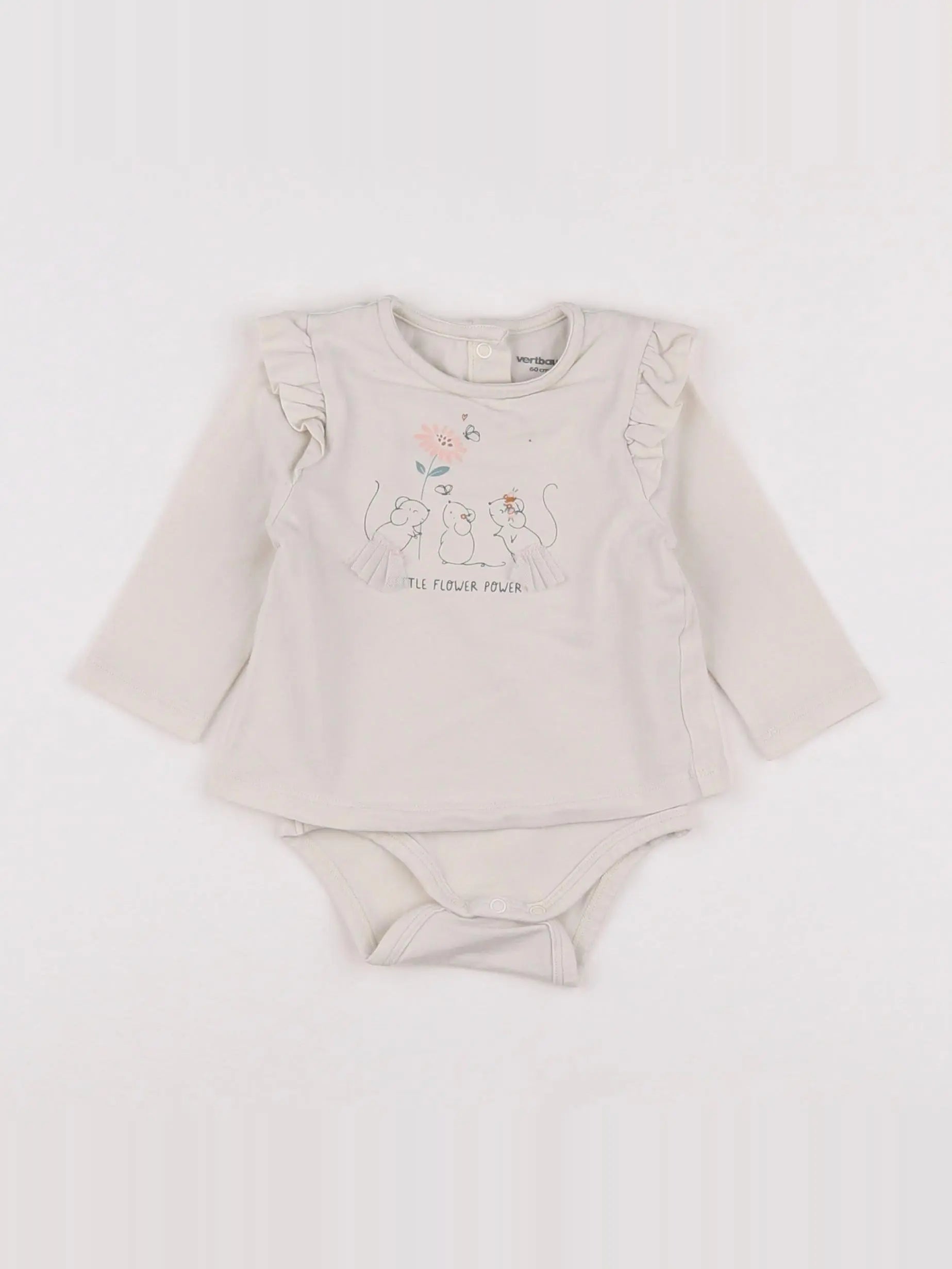 Vertbaudet - body tee-shirt beige - 3 mois