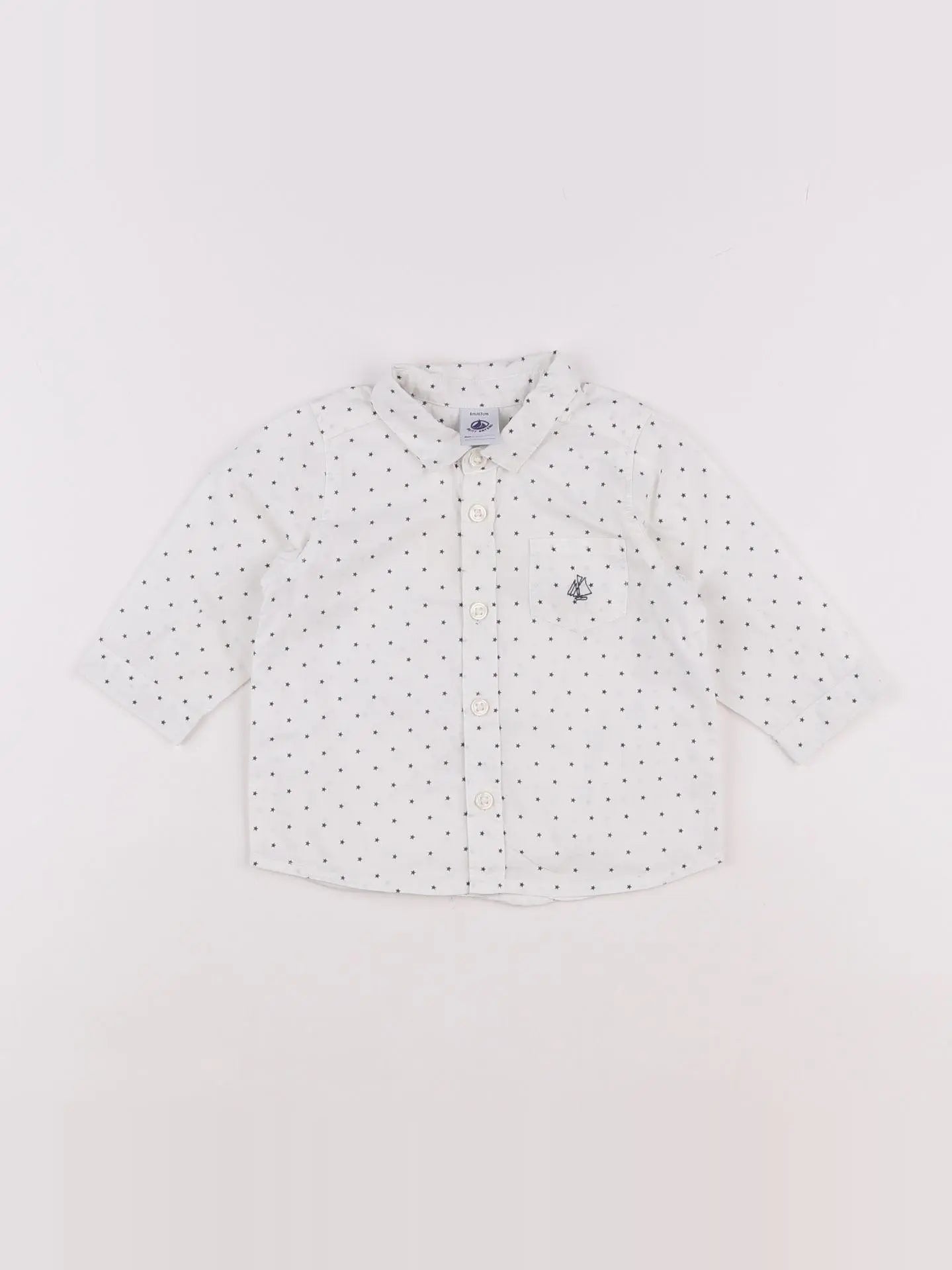 Petit Bateau - chemise blanc, bleu - 6 mois