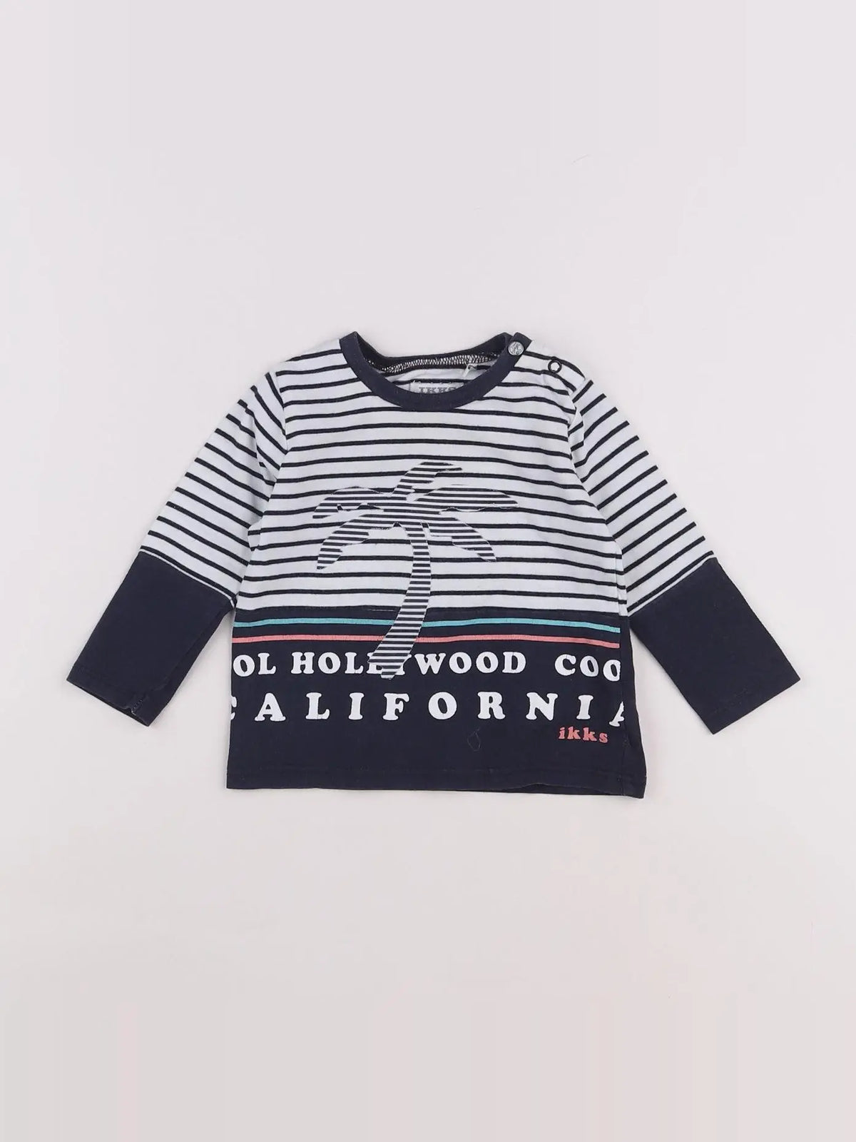 IKKS - tee-shirt bleu, blanc - 6 mois