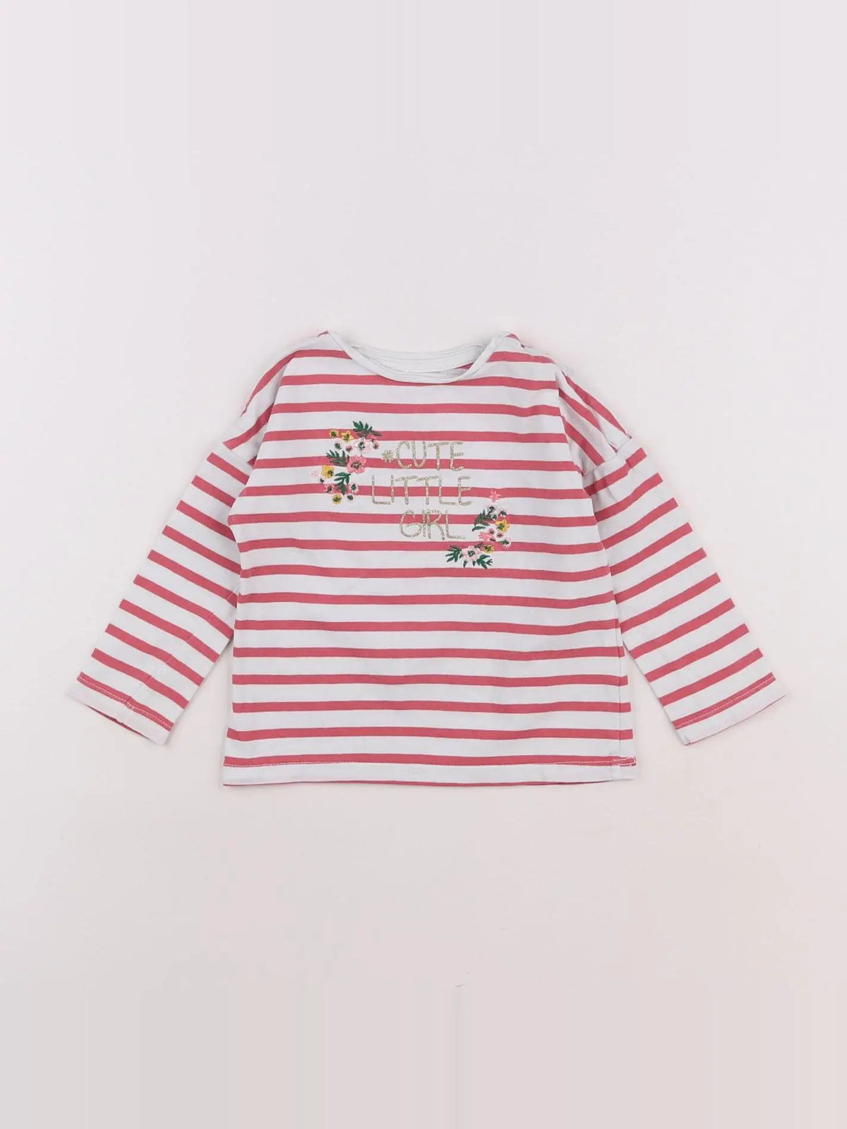 Vertbaudet - tee-shirt blanc, rose - 12 mois