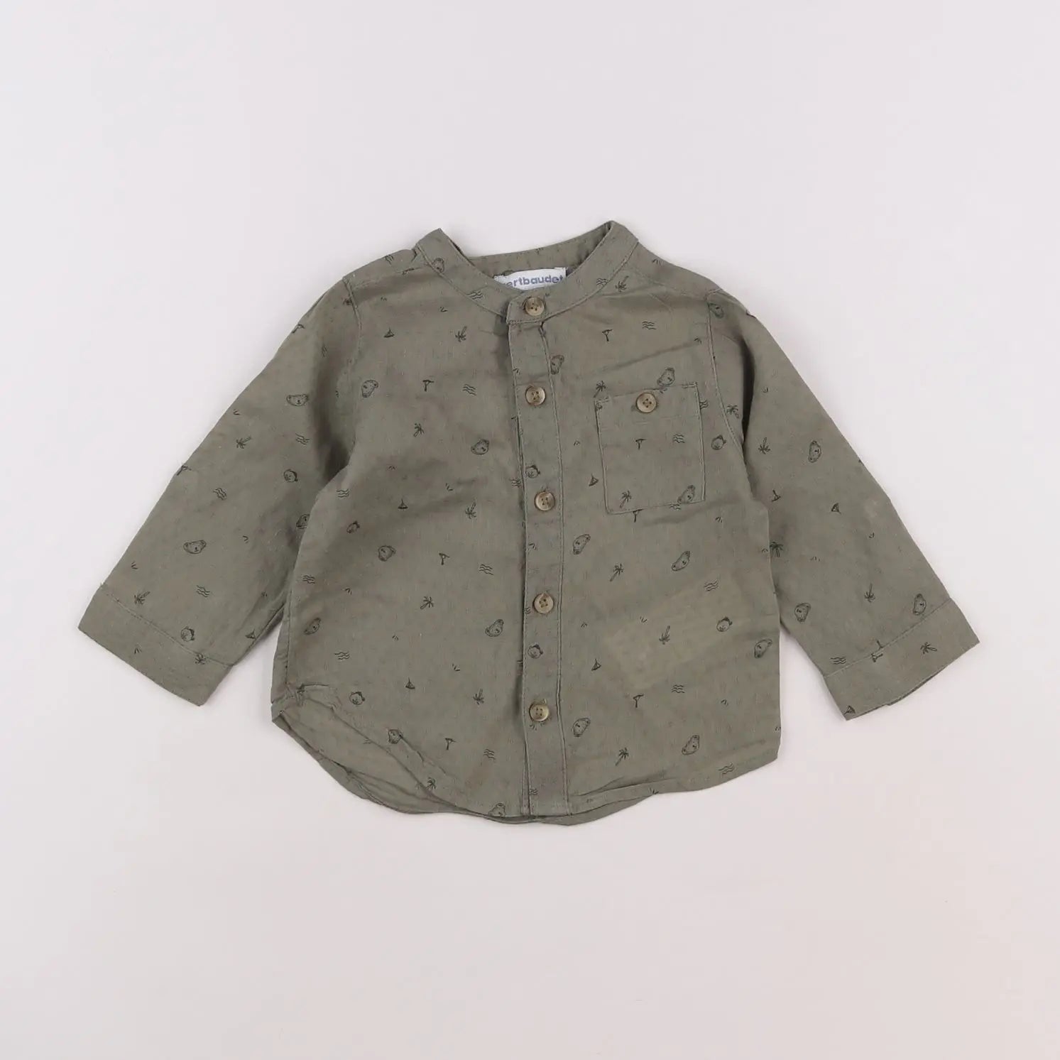 Vertbaudet - chemise vert - 9 mois
