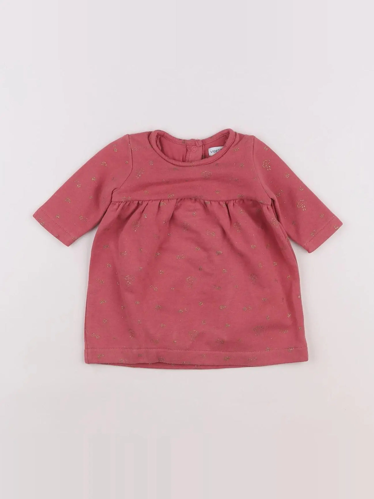 Vertbaudet - robe rose, or - 1 mois