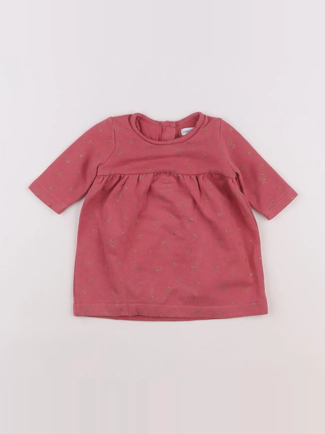 Vertbaudet - robe rose, or - 1 mois