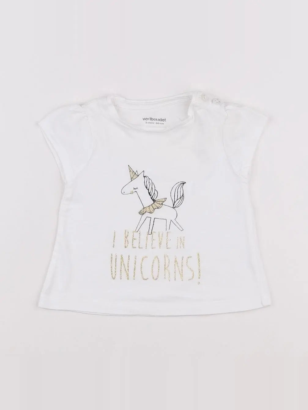Vertbaudet - tee-shirt blanc - 3 mois
