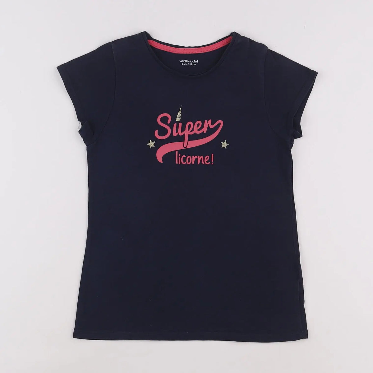 Vertbaudet - tee-shirt bleu - 8 ans