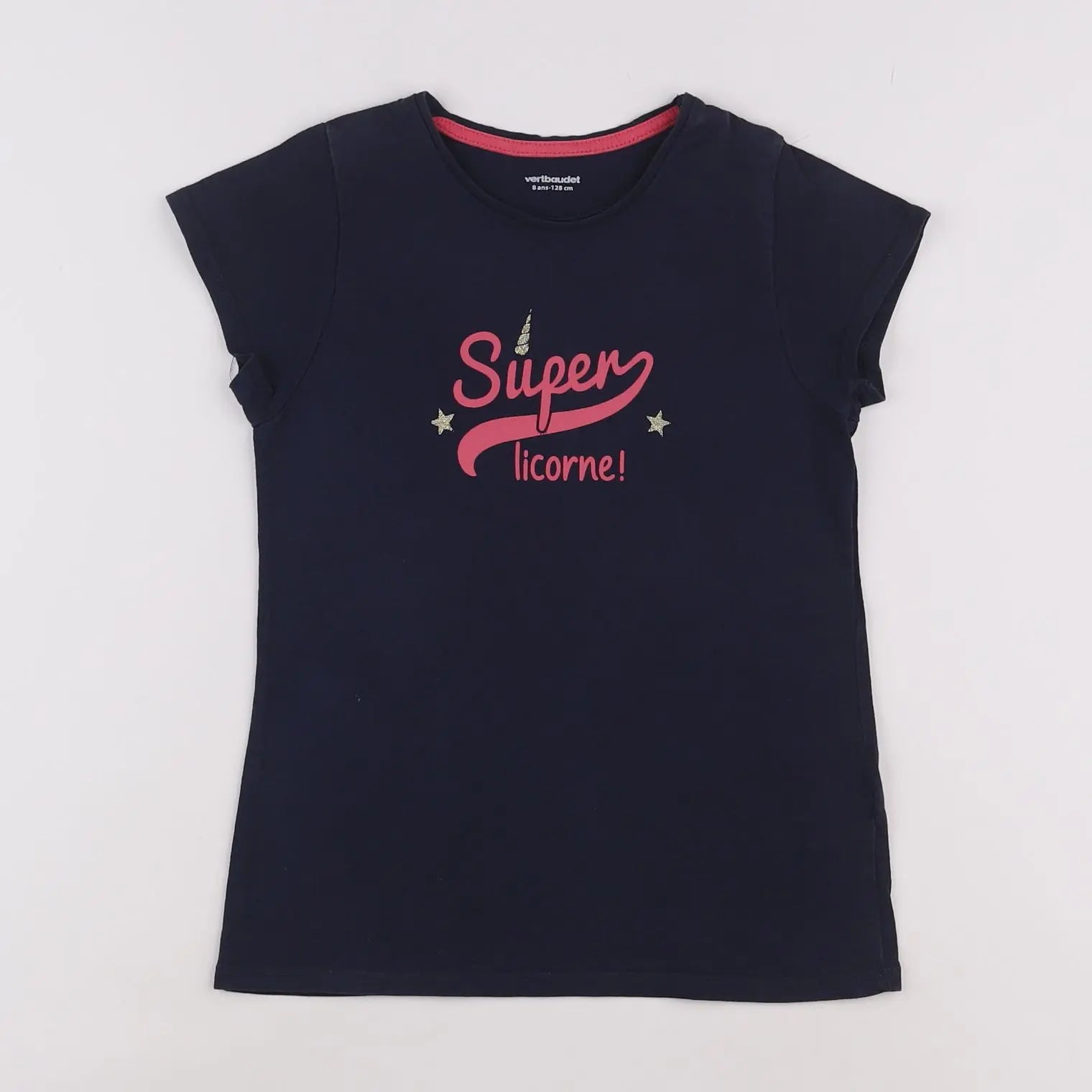 Vertbaudet - tee-shirt bleu - 8 ans