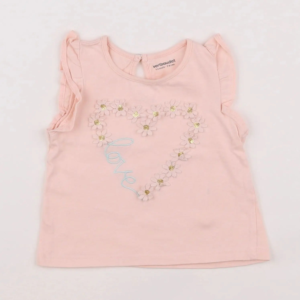 Vertbaudet - tee-shirt rose - 12 mois