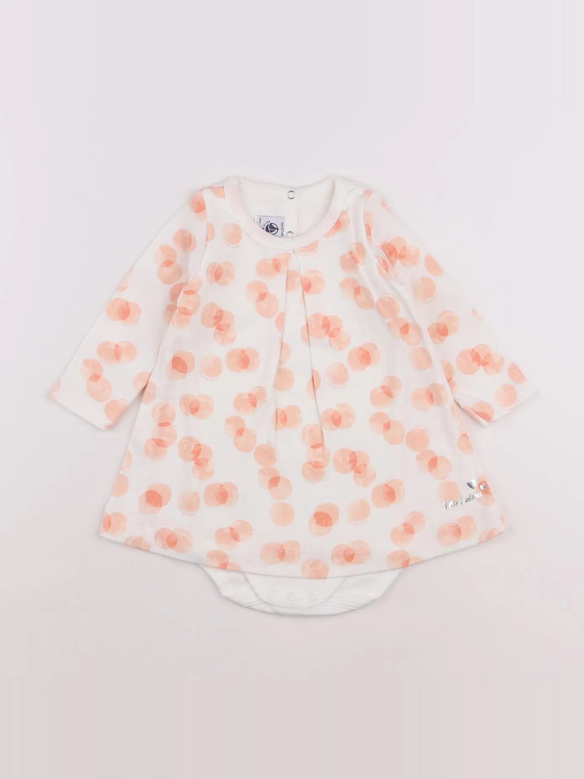 Petit Bateau - body robe blanc, rose - 6 mois