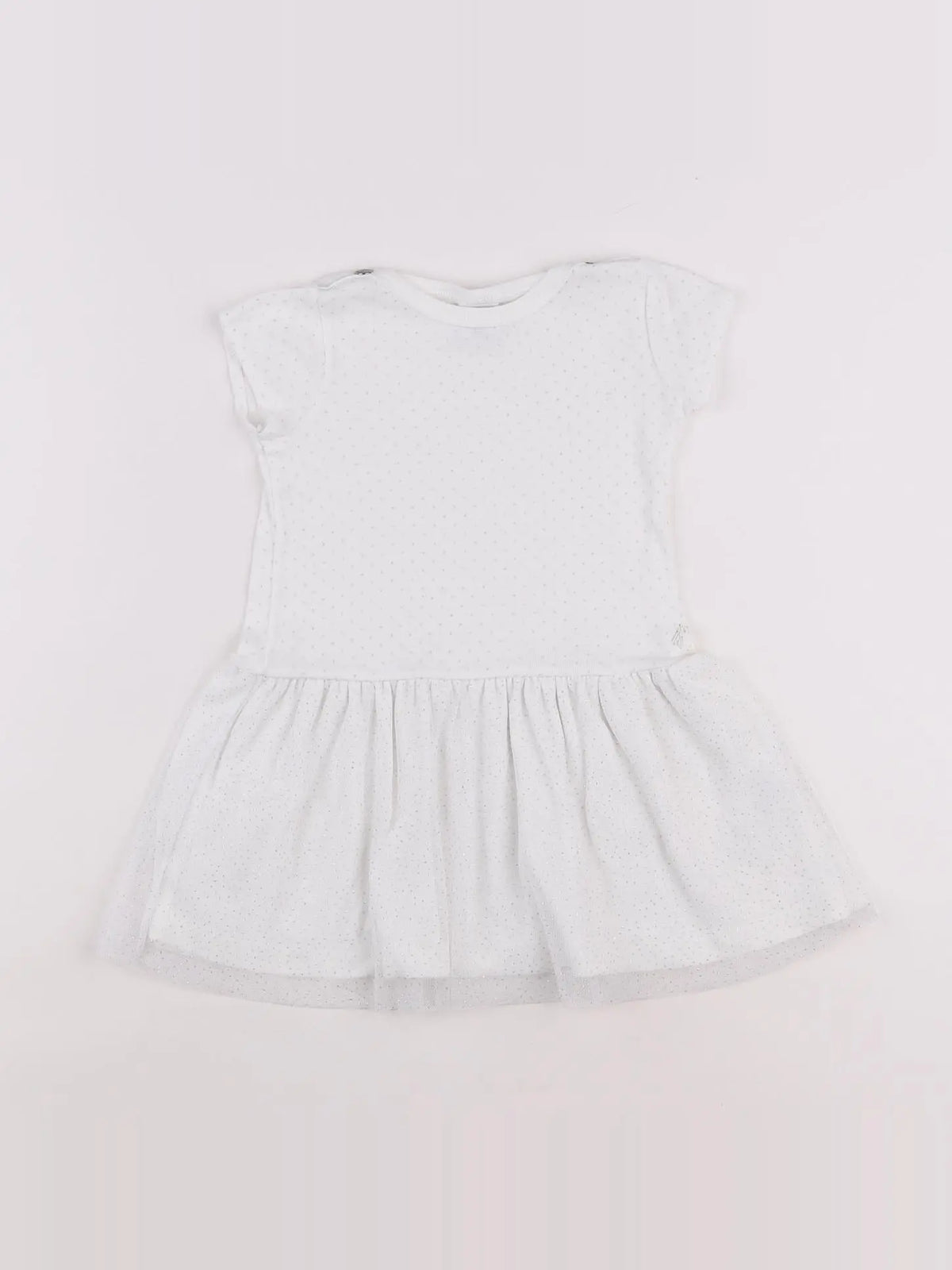 Petit Bateau - robe blanc, argent - 12 mois