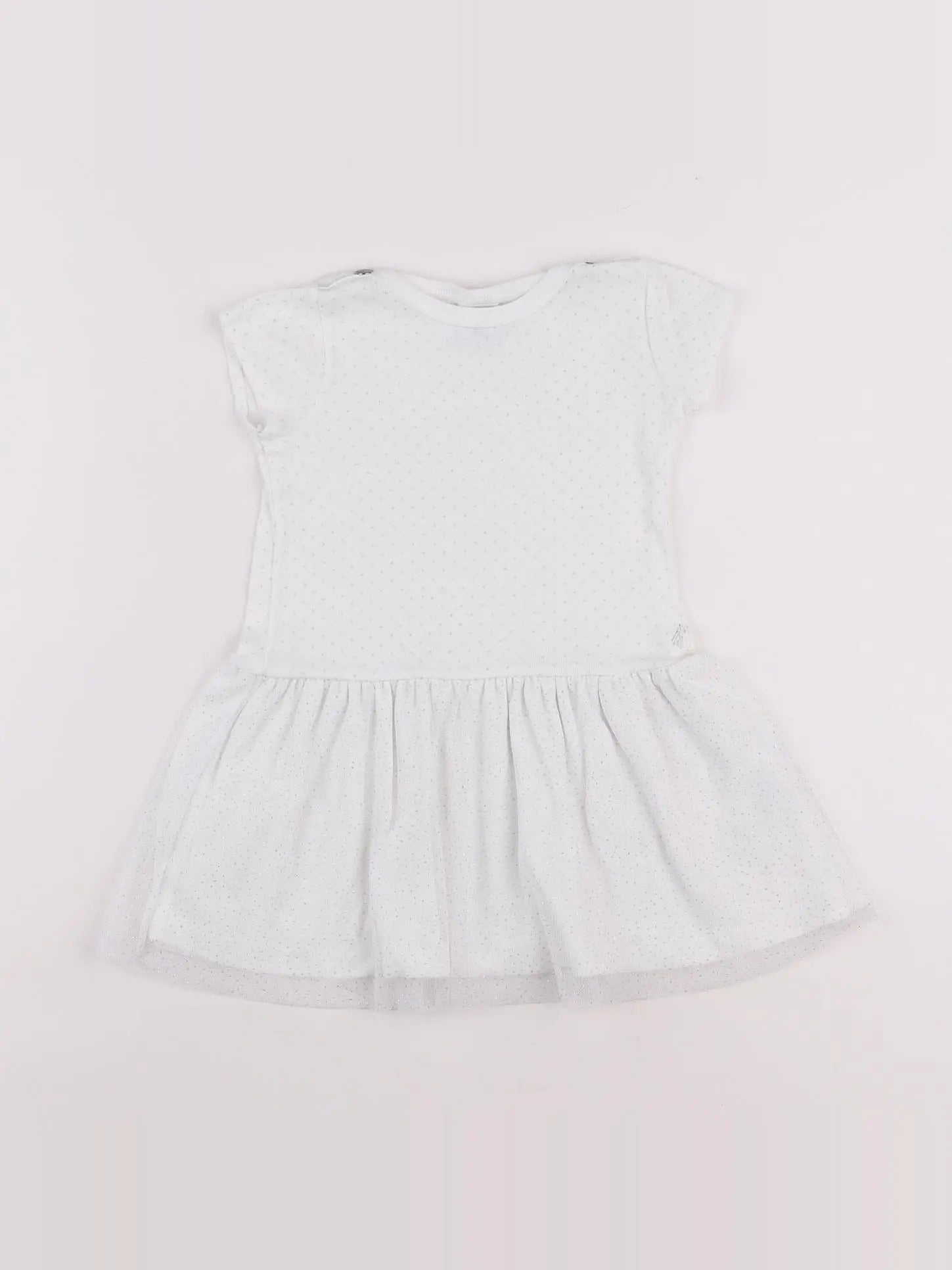 Petit Bateau - robe blanc, argent - 12 mois