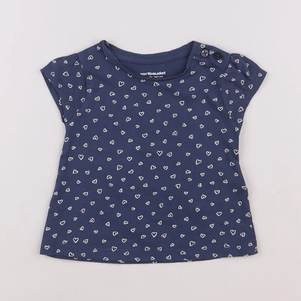 Vertbaudet - tee-shirt bleu - 3 mois