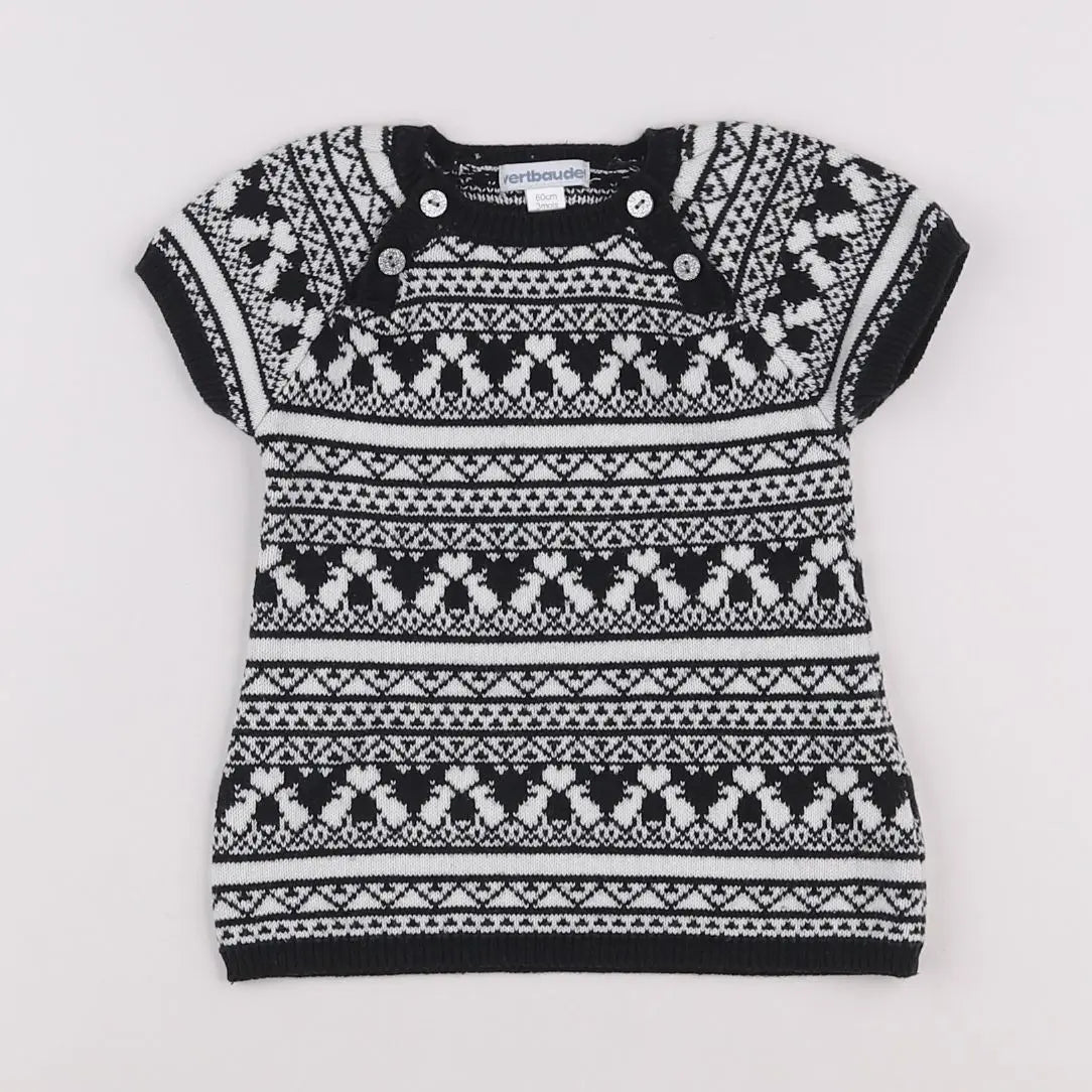 Vertbaudet - robe blanc, noir - 3 mois