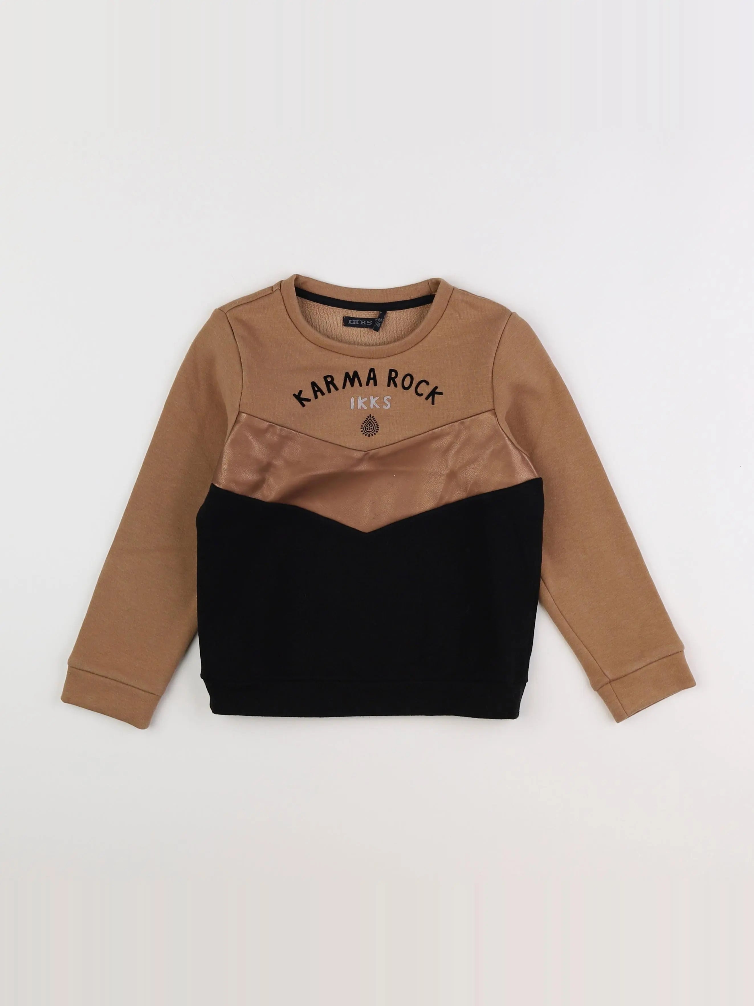 IKKS - sweat marron, noir - 6 ans