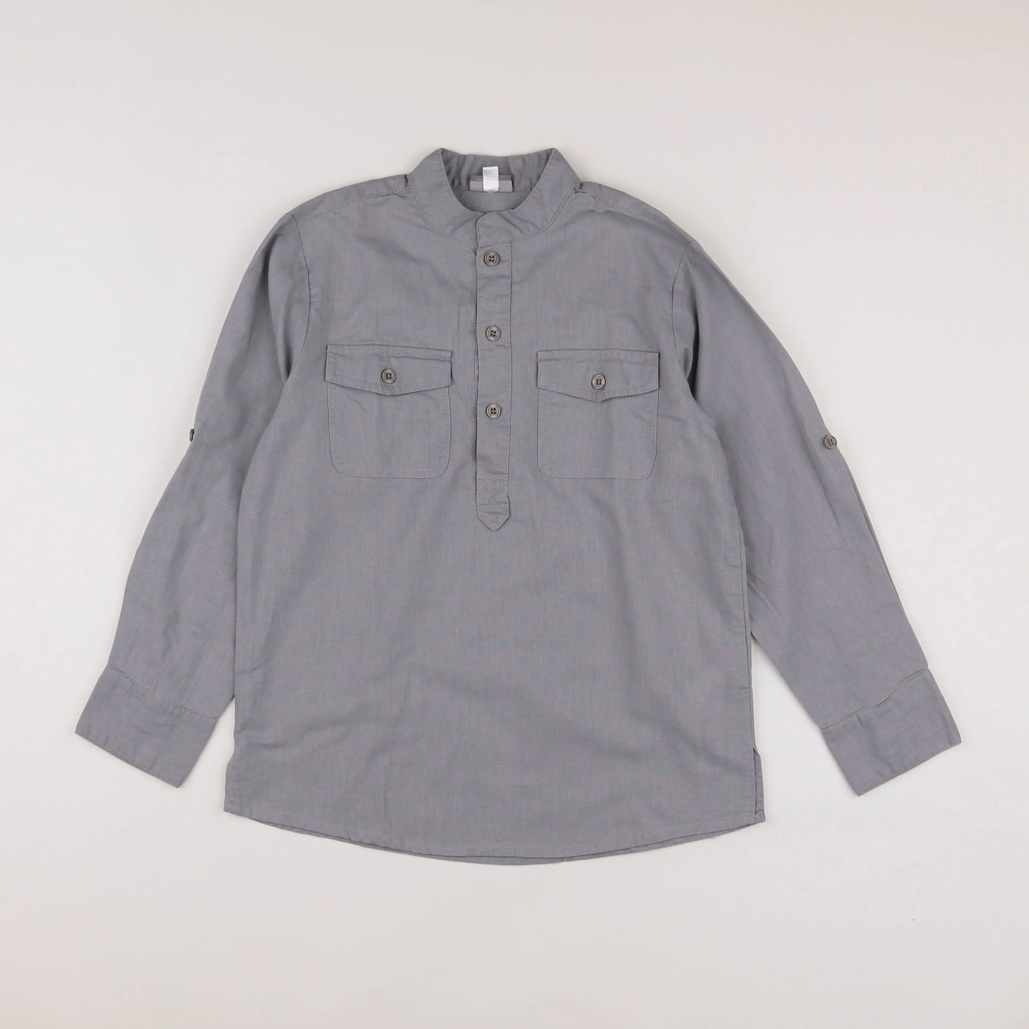 Vertbaudet - chemise gris - 8 ans