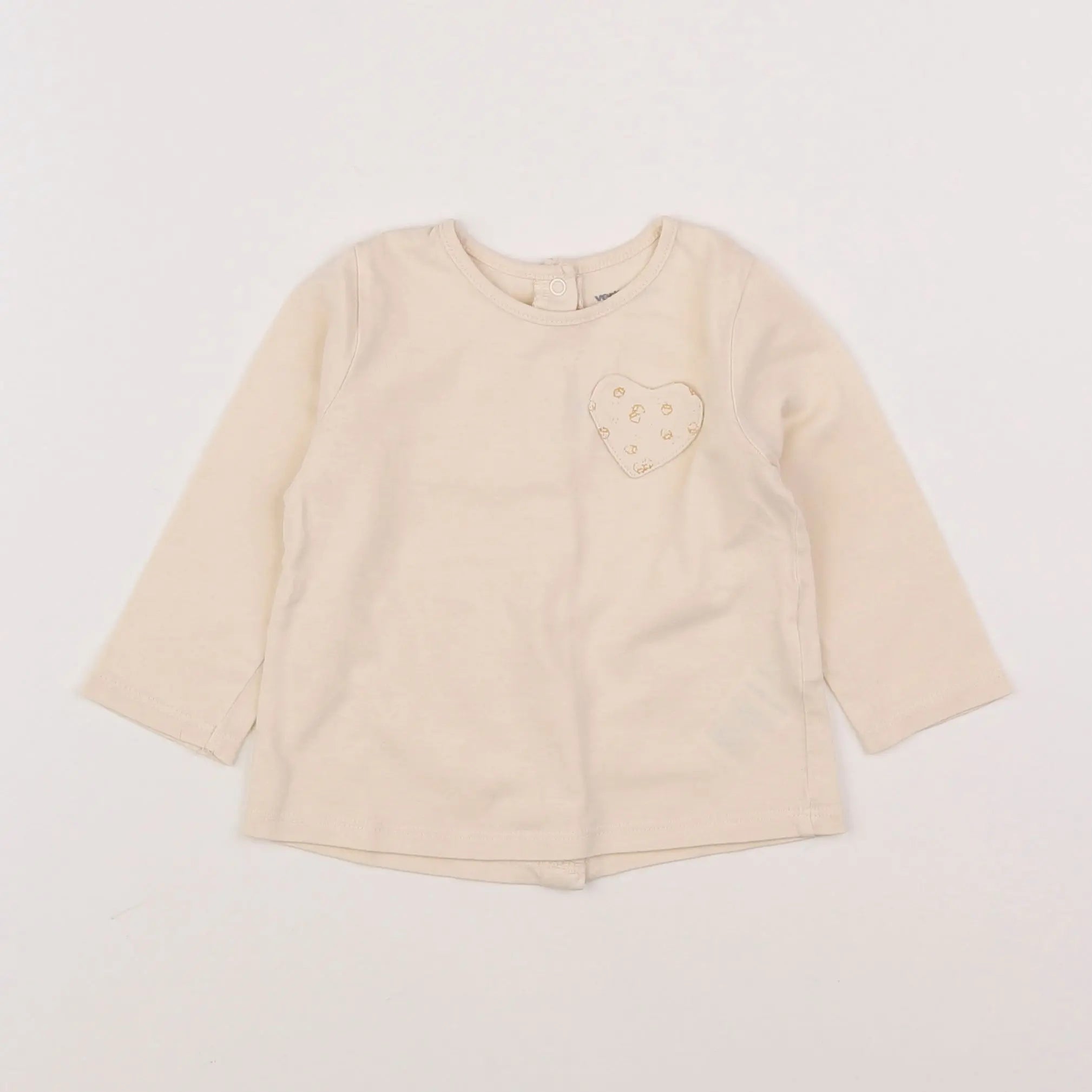 Vertbaudet - tee-shirt beige - 9 mois